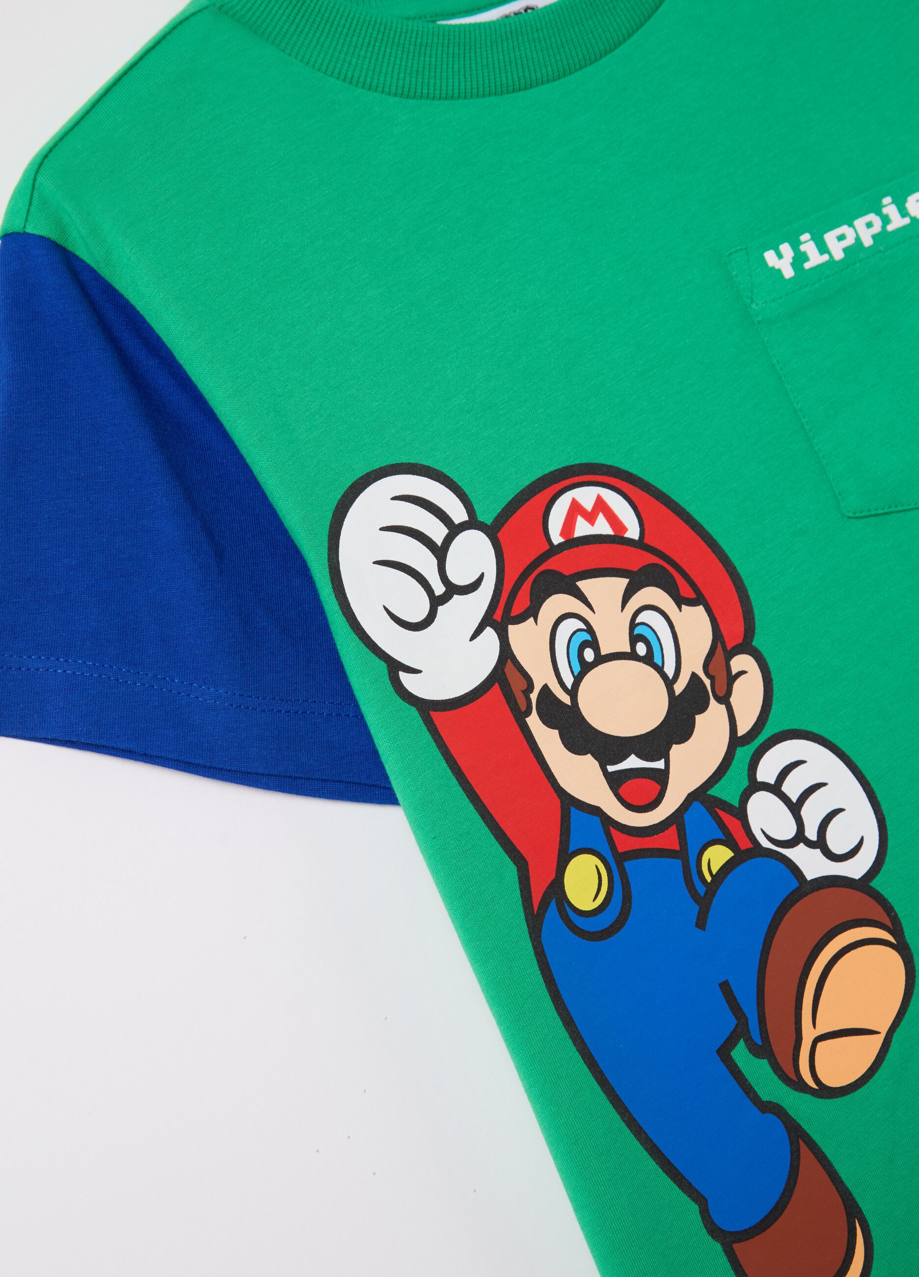 T-shirt in cotone color block stampa Super Mario™