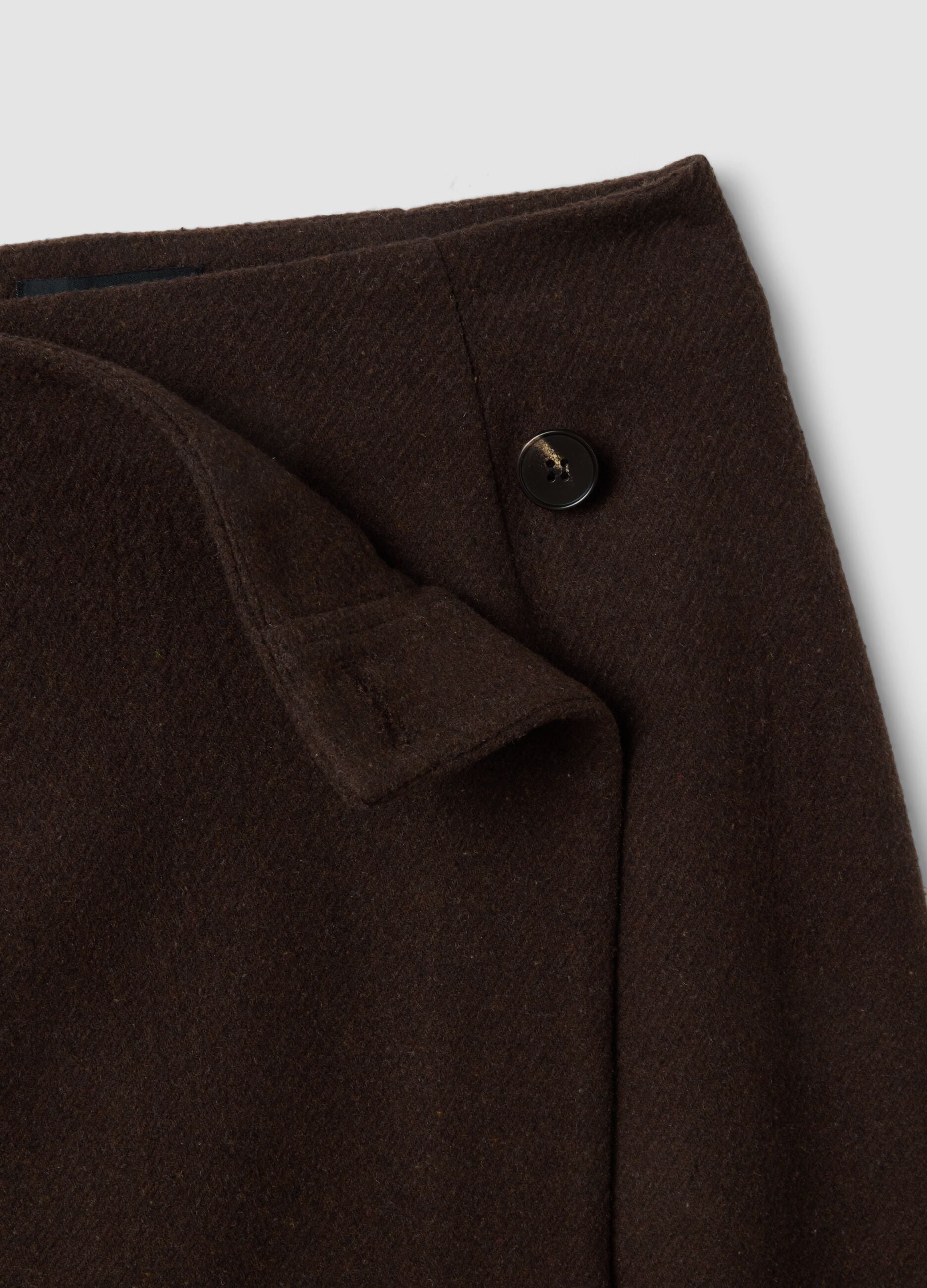 Brown viscose-wool blend skirt with fringed hem