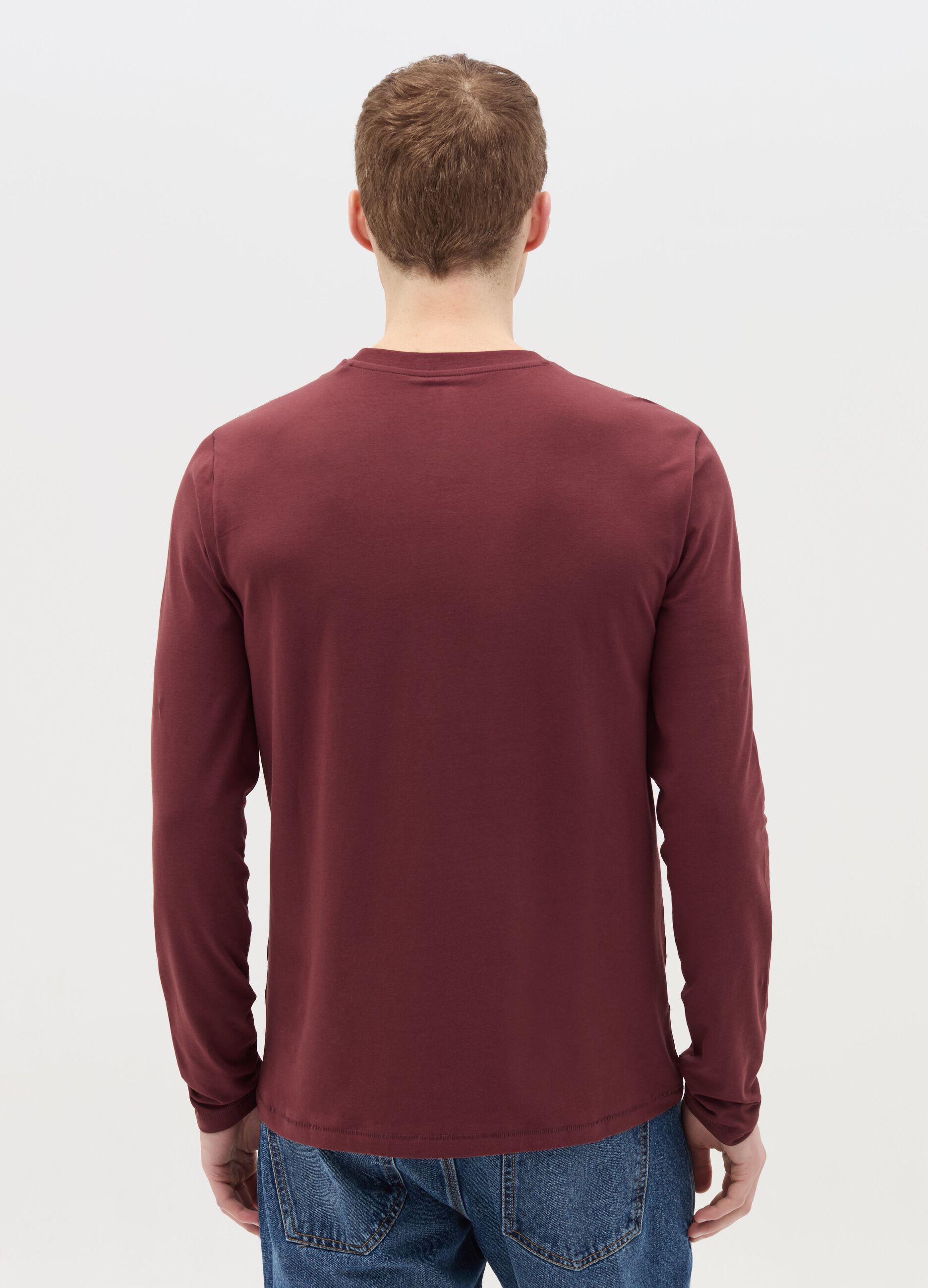 T-shirt a maniche lunghe in cotone stretch