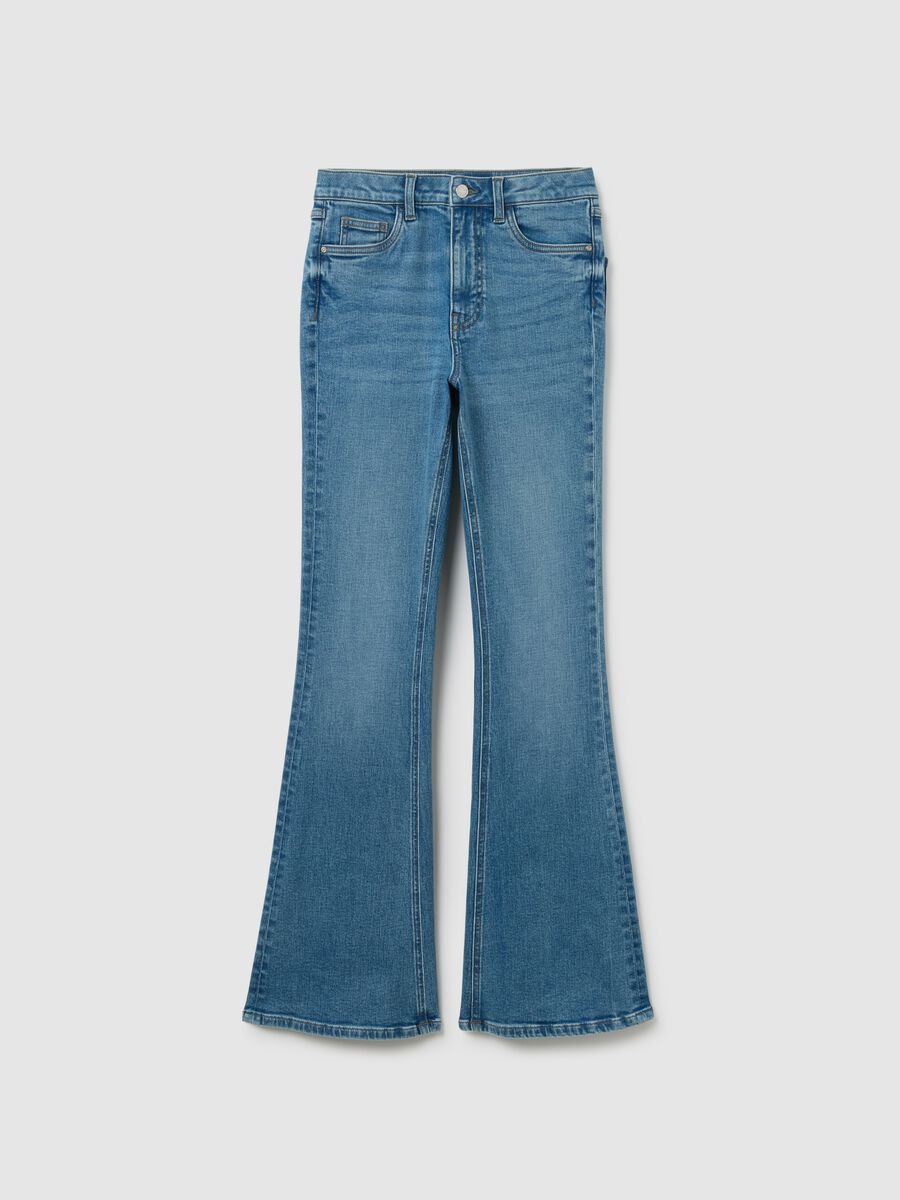 Blue Flare Jeans in Stretch Denim Cotton_4