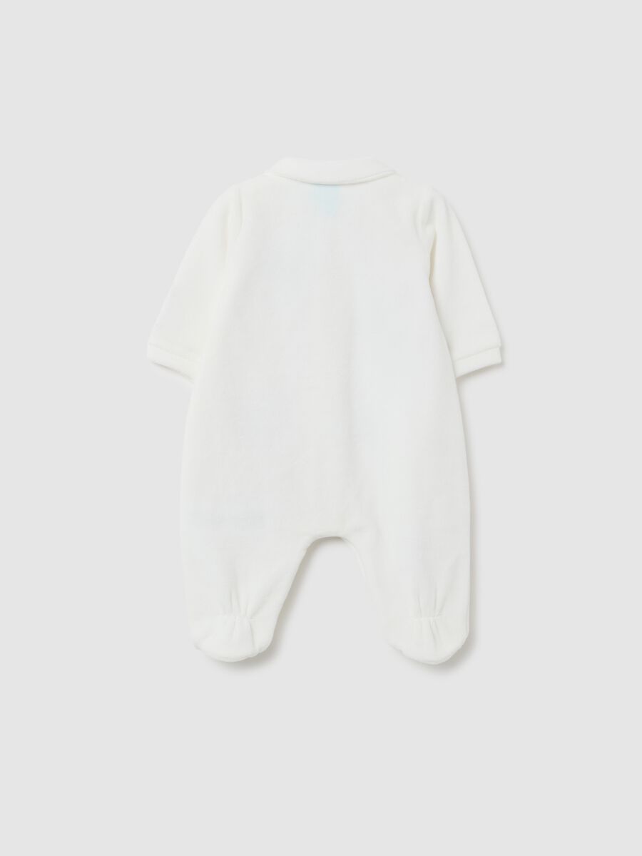 Tutina da neonato in misto cotone bianca con stampe_1