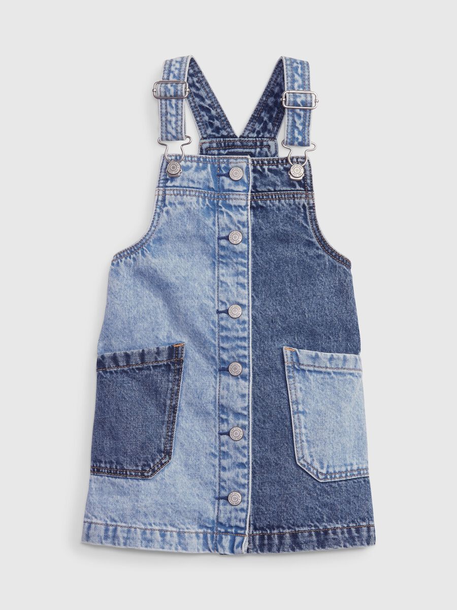 Two-tone dungaree dress in denim_0