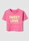 T-shirt in puro cotone rosa da bambina boxy fit con scritta_0