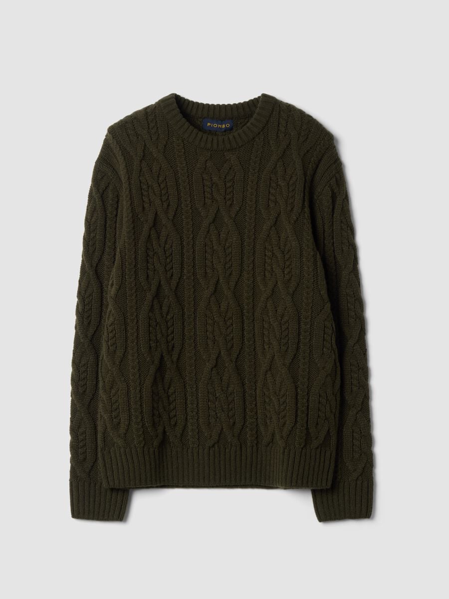 Maglia verde in misto lana jacquard regular fit_4