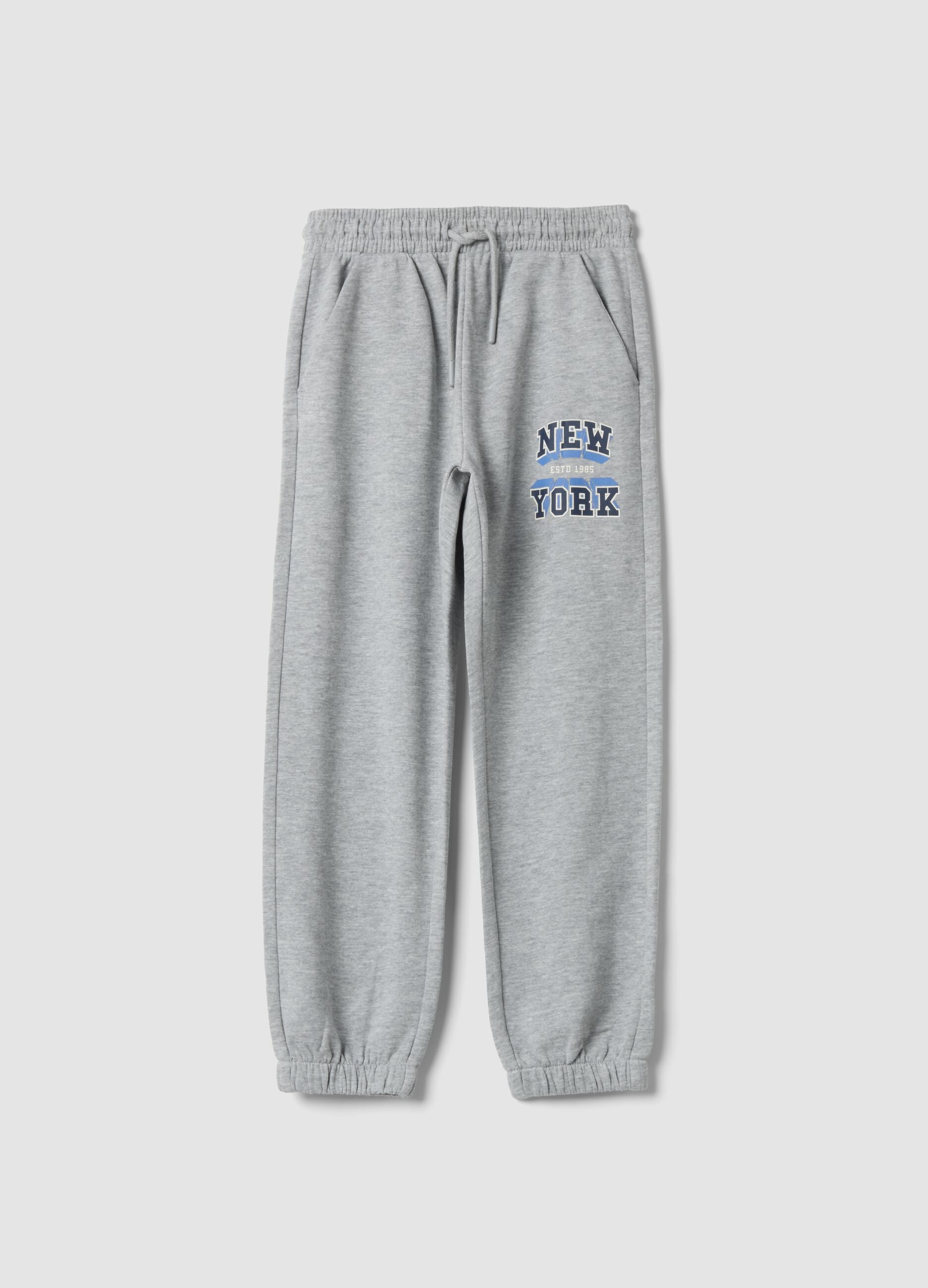 Grey cotton and viscose blend joggers