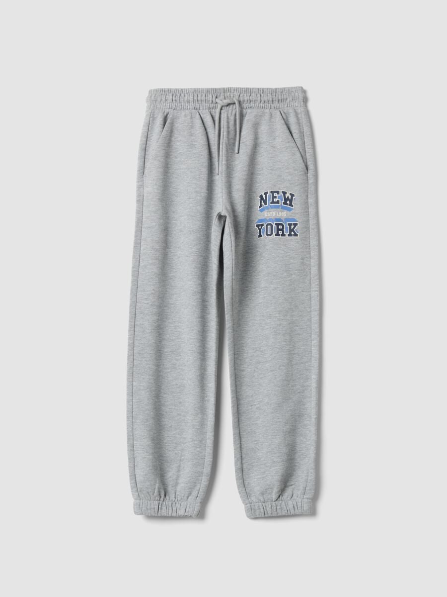 Pantaloni jogger grigi in misto cotone e viscosa_0