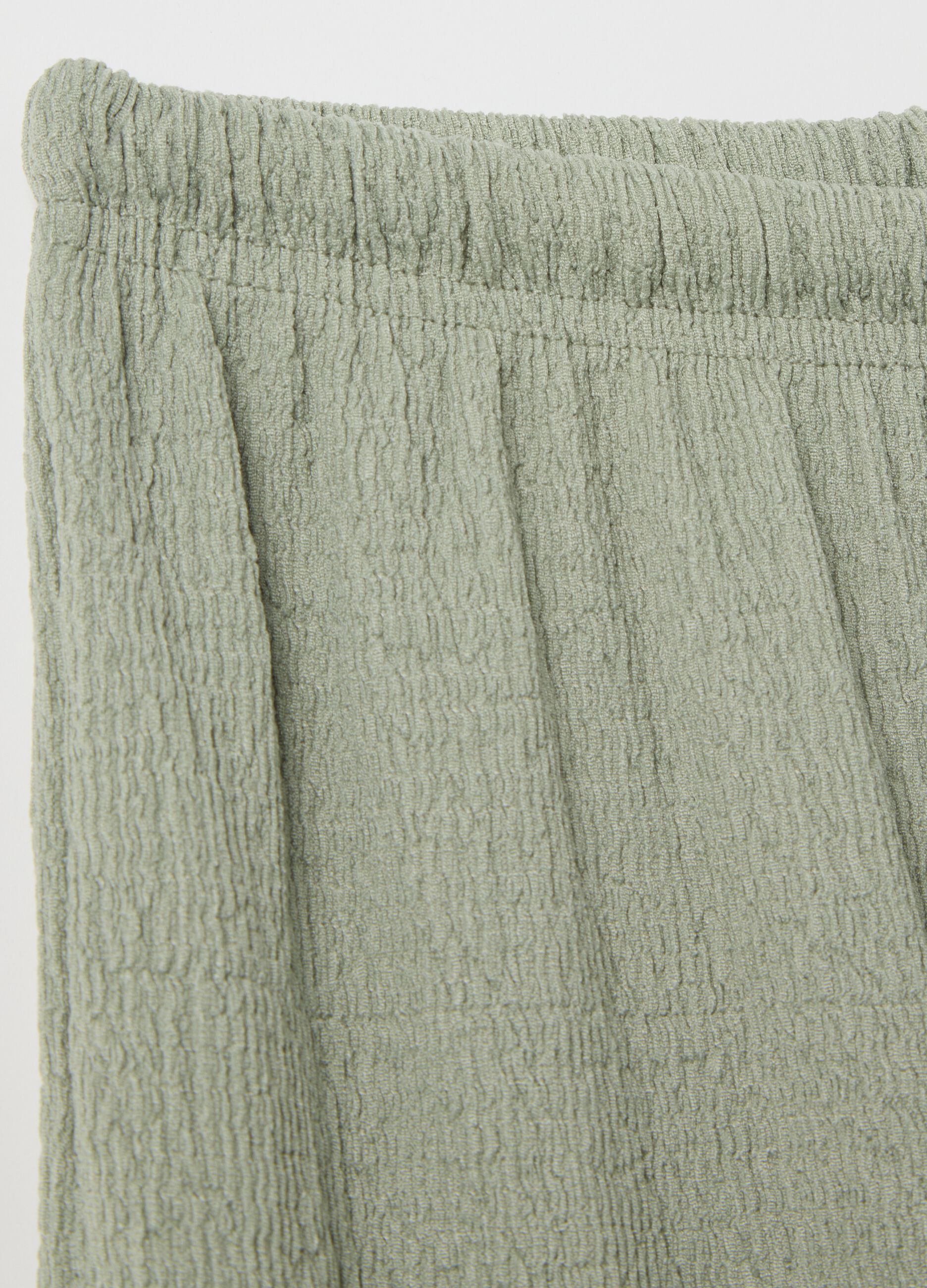 Women’s palazzo pants in green stretch fabric