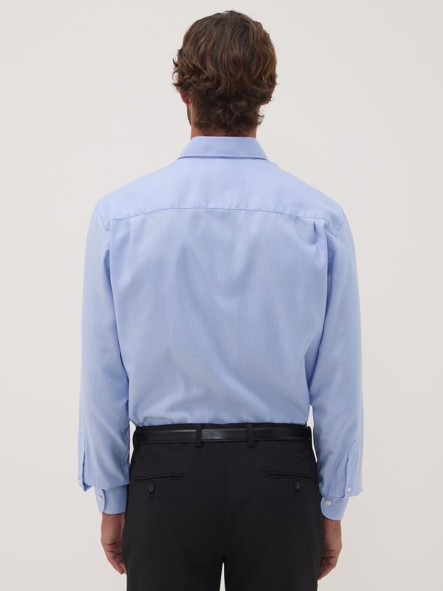 Light blue pure cotton shirt with French collar, easy-iron, regular fit_3