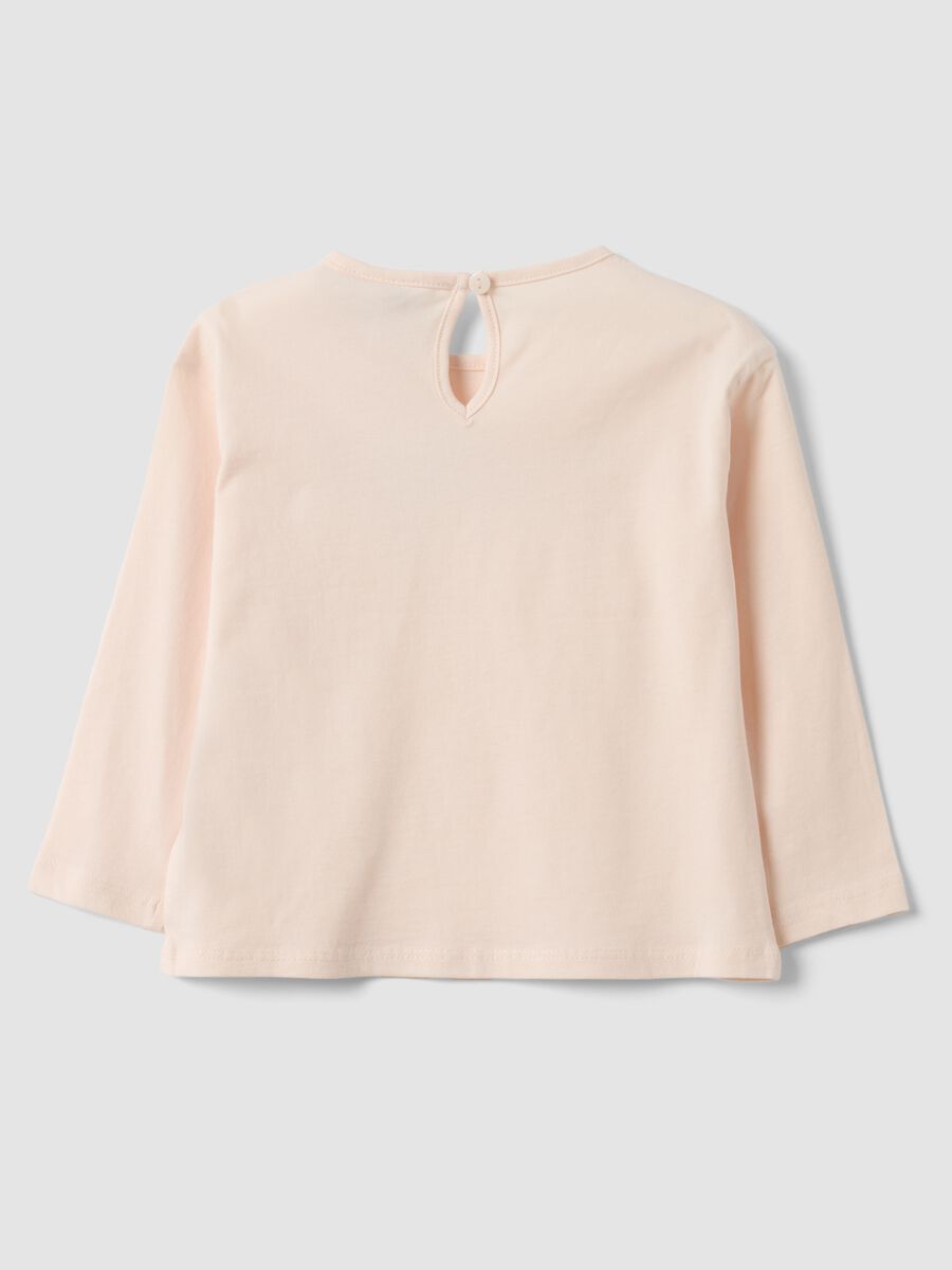 Pink long-sleeve organic cotton printed T-shirt for baby girls_1