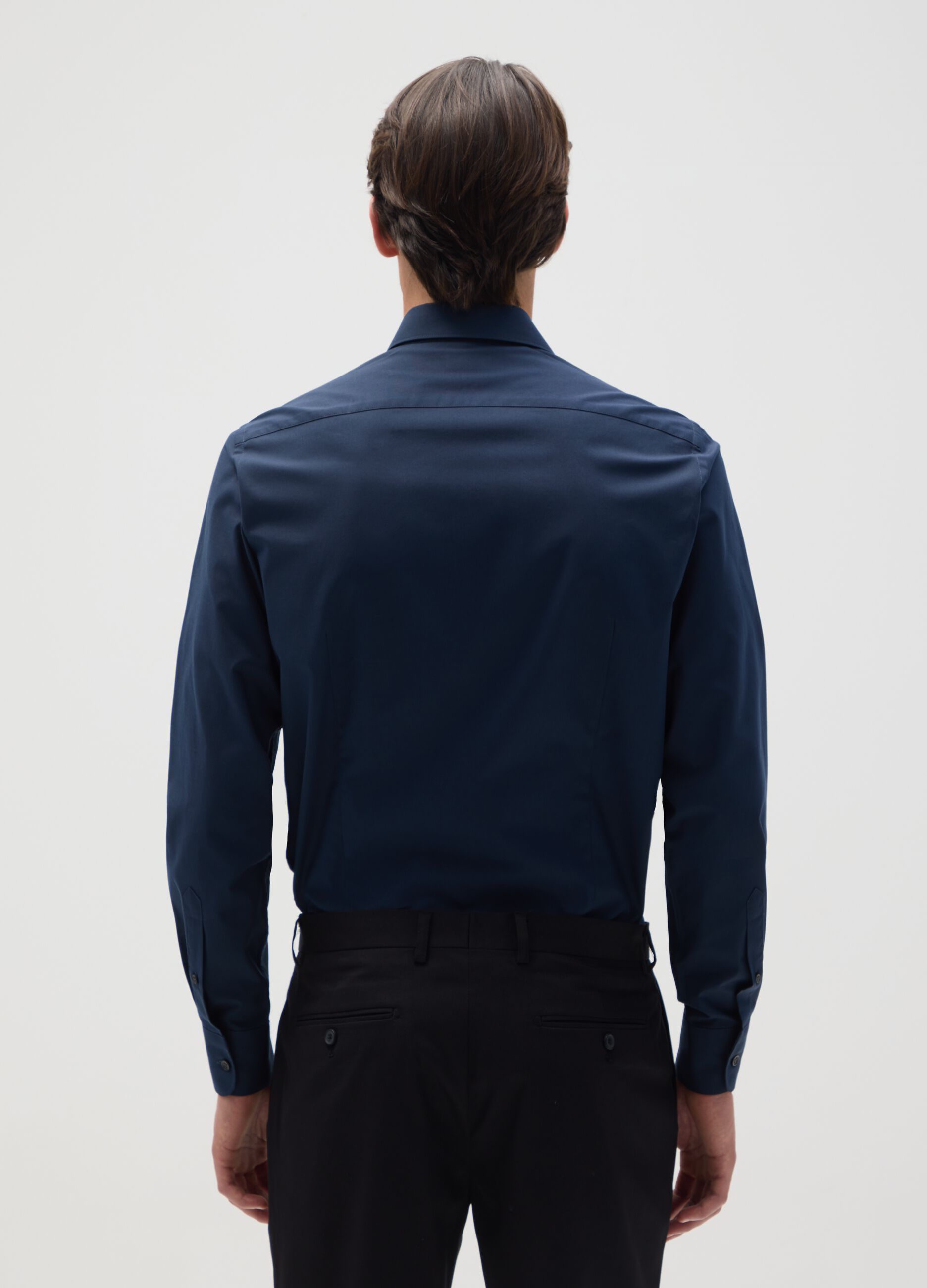 Men's Pure Cotton Blue Slim Fit Shirt
