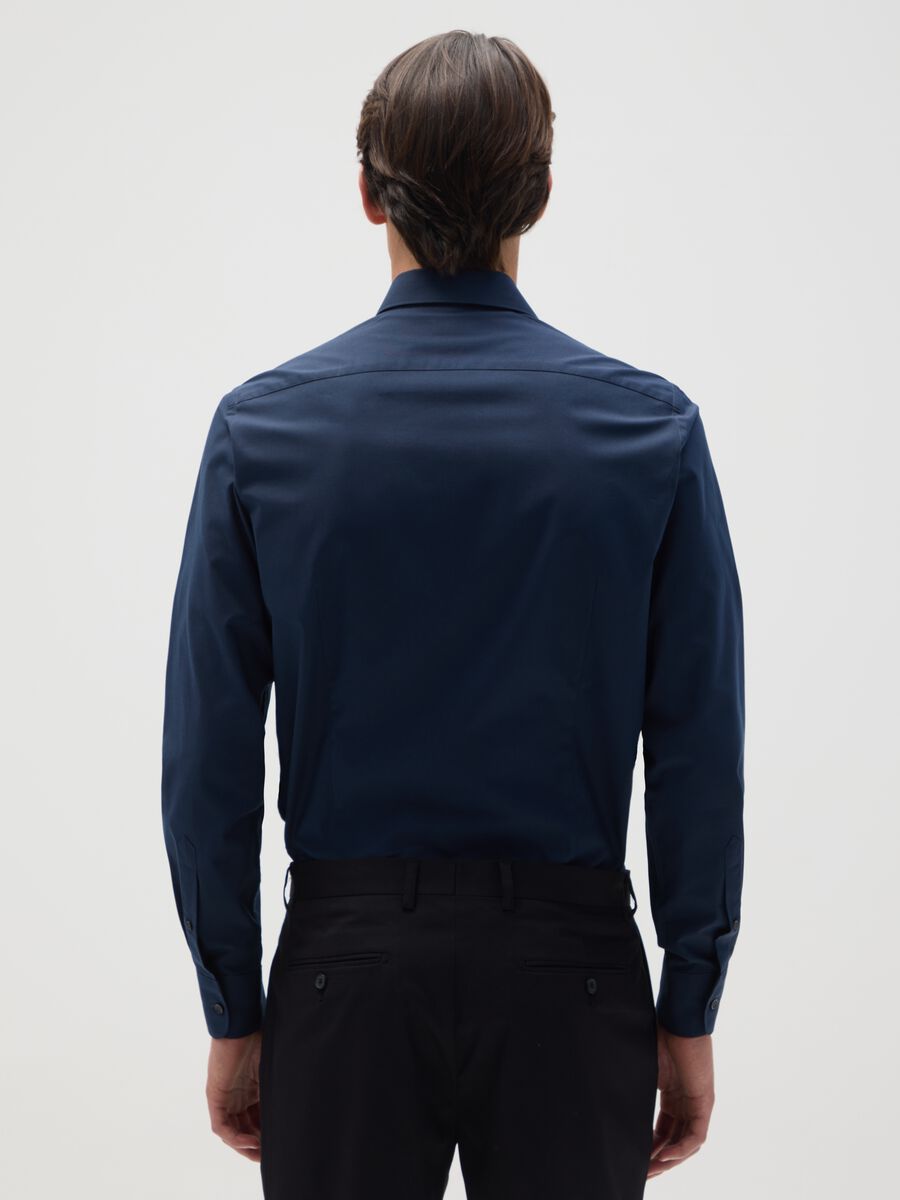 Camicia da uomo in puro cotone blu slim fit_1
