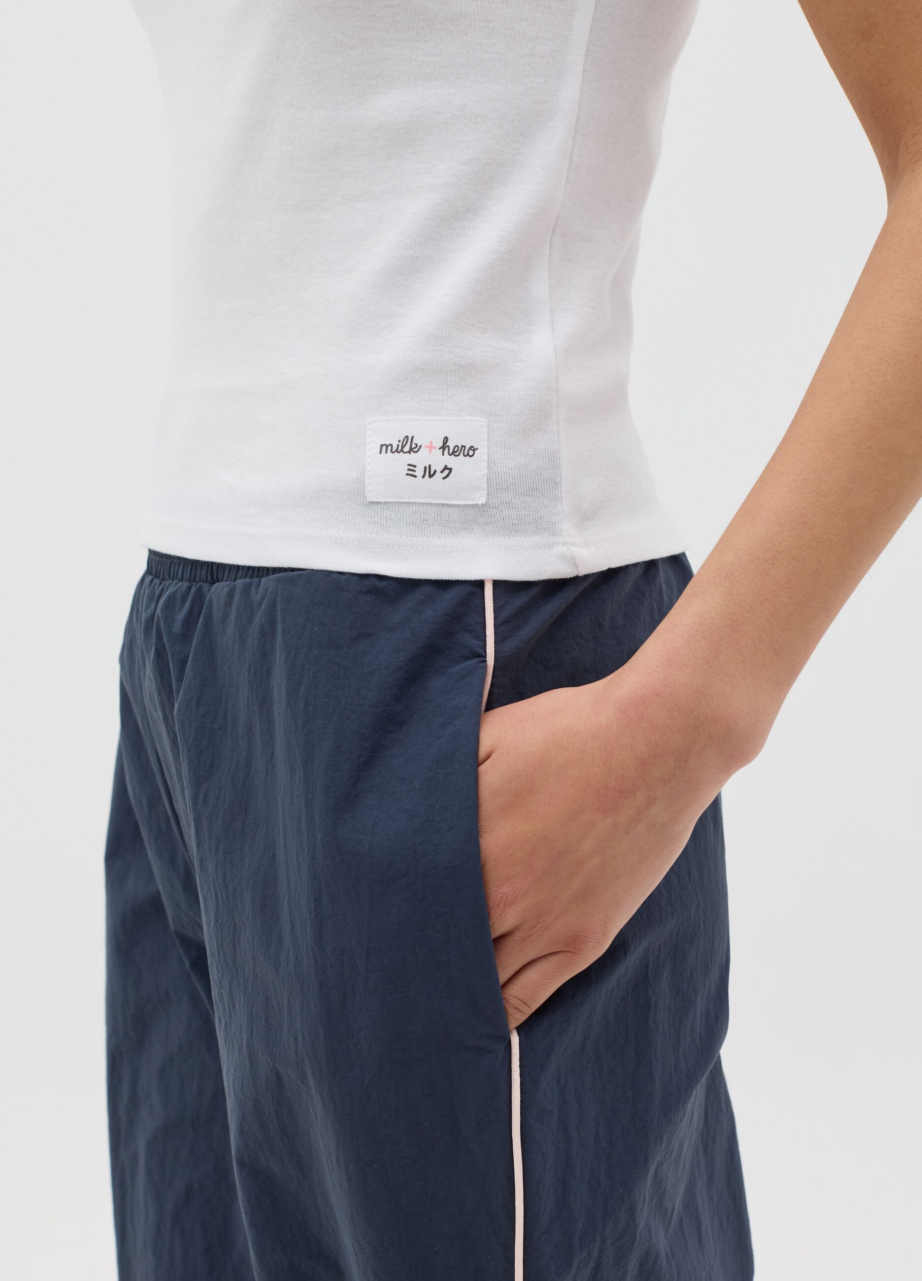 White slim-fit T-shirt in cotton