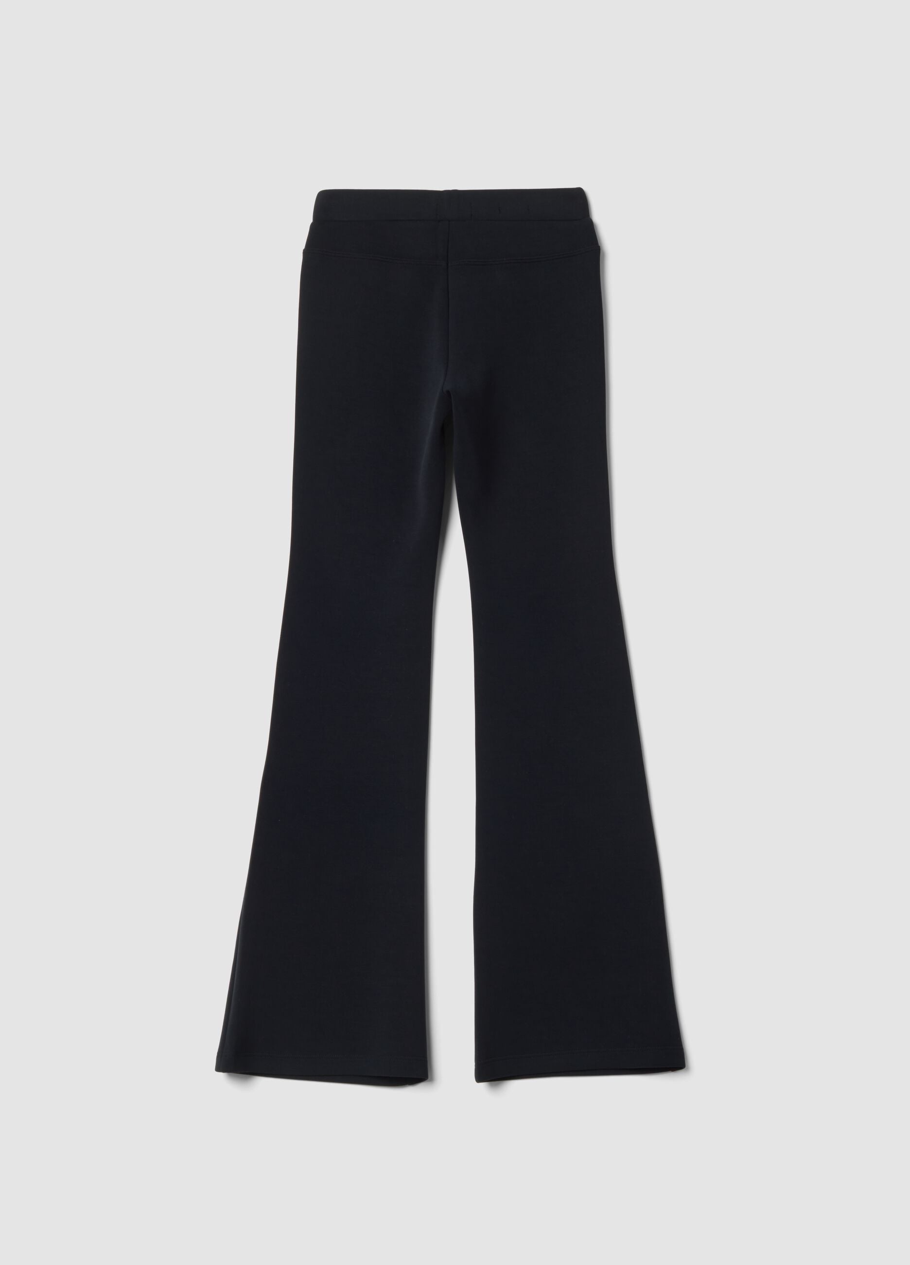 Black breathable stretch-modal flared trousers