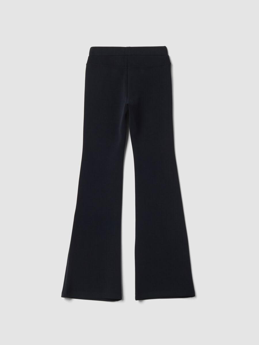 Black breathable stretch-modal flared trousers_2