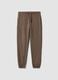 Brown cotton-blend jogger trousers, regular fit_0