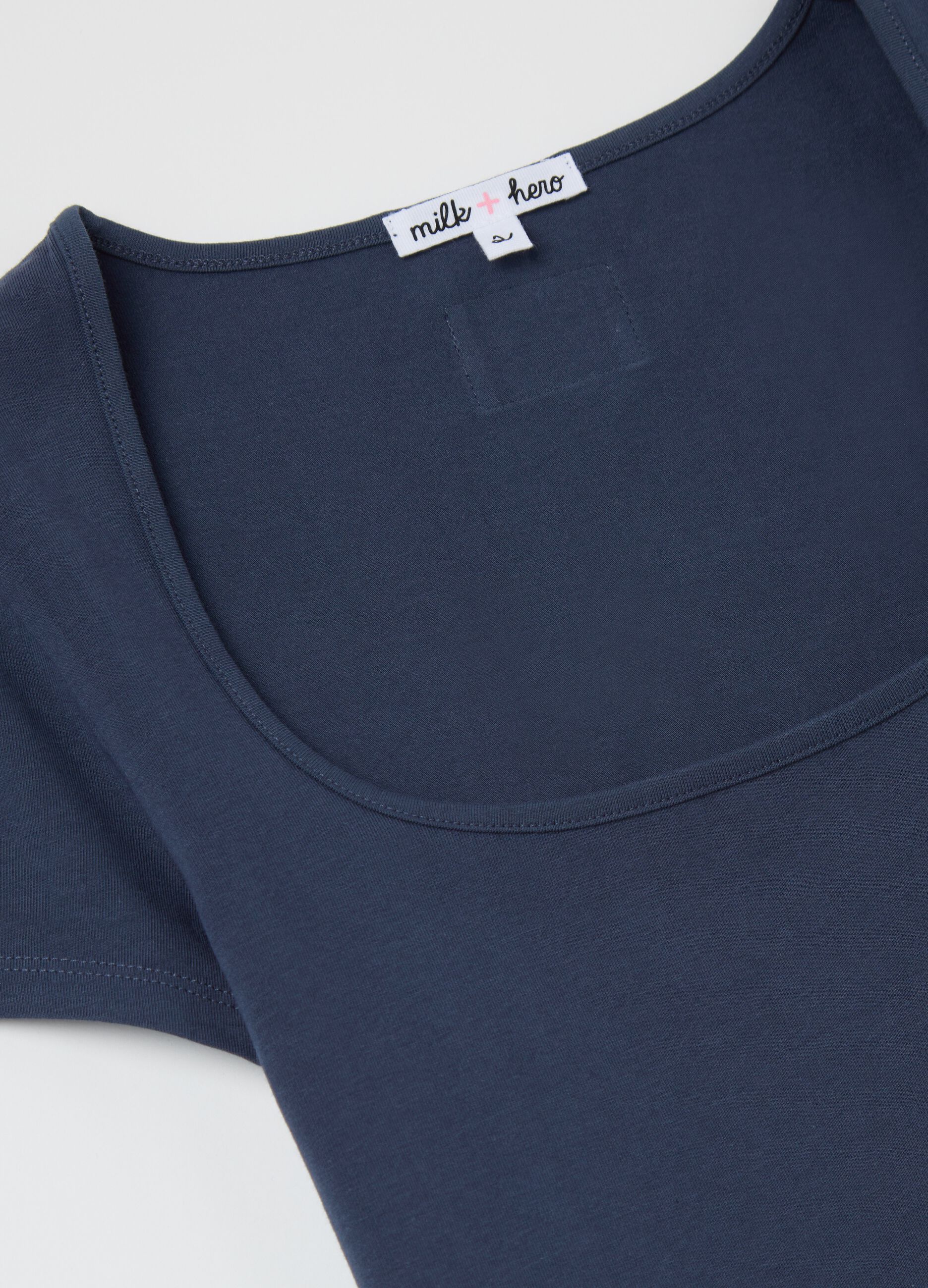 Blue T-shirt with square neckline