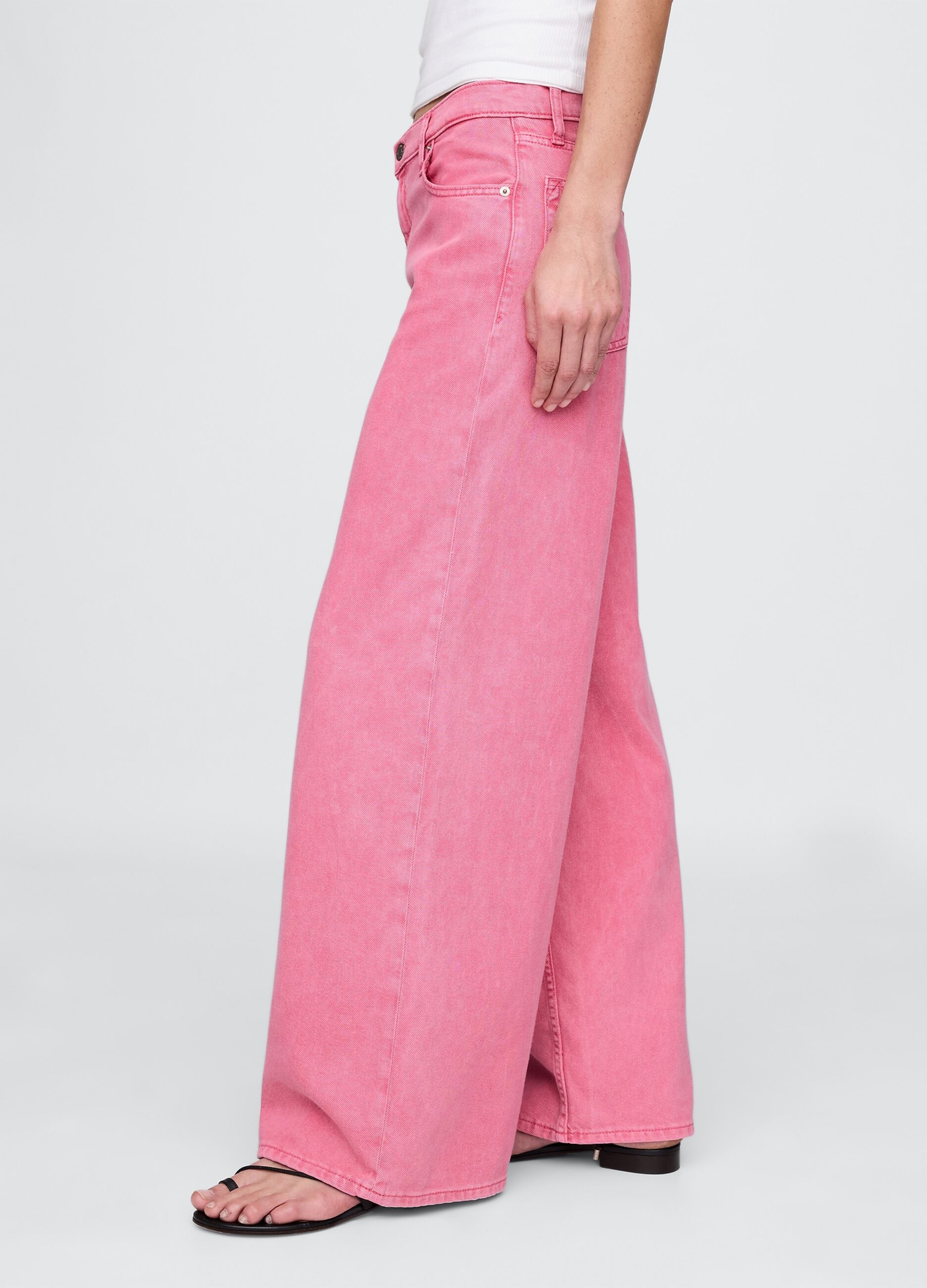 Pantaloni wide leg in denim rosa Gap