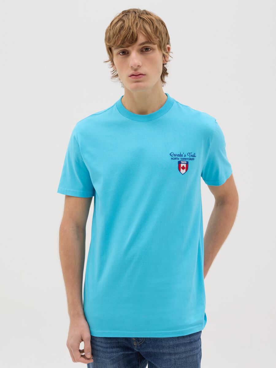 Canada's Trail turquoise T-shirt with embroidery_0