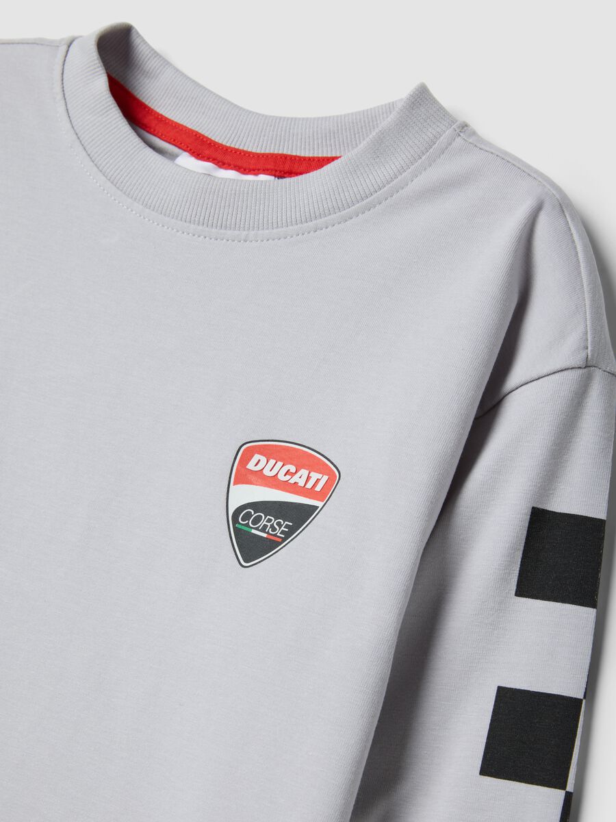 T-shirt grigia in cotone elasticizzato con logo Ducati per bambino_2
