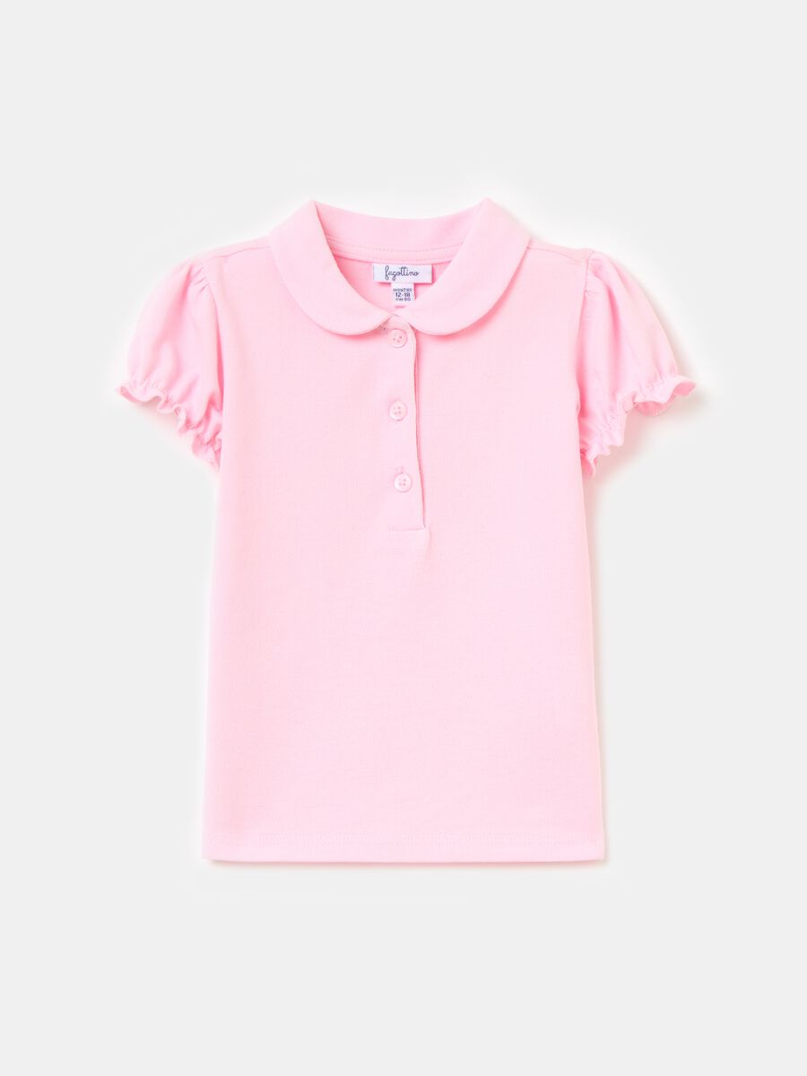 Cotton polo shirt with frills_0
