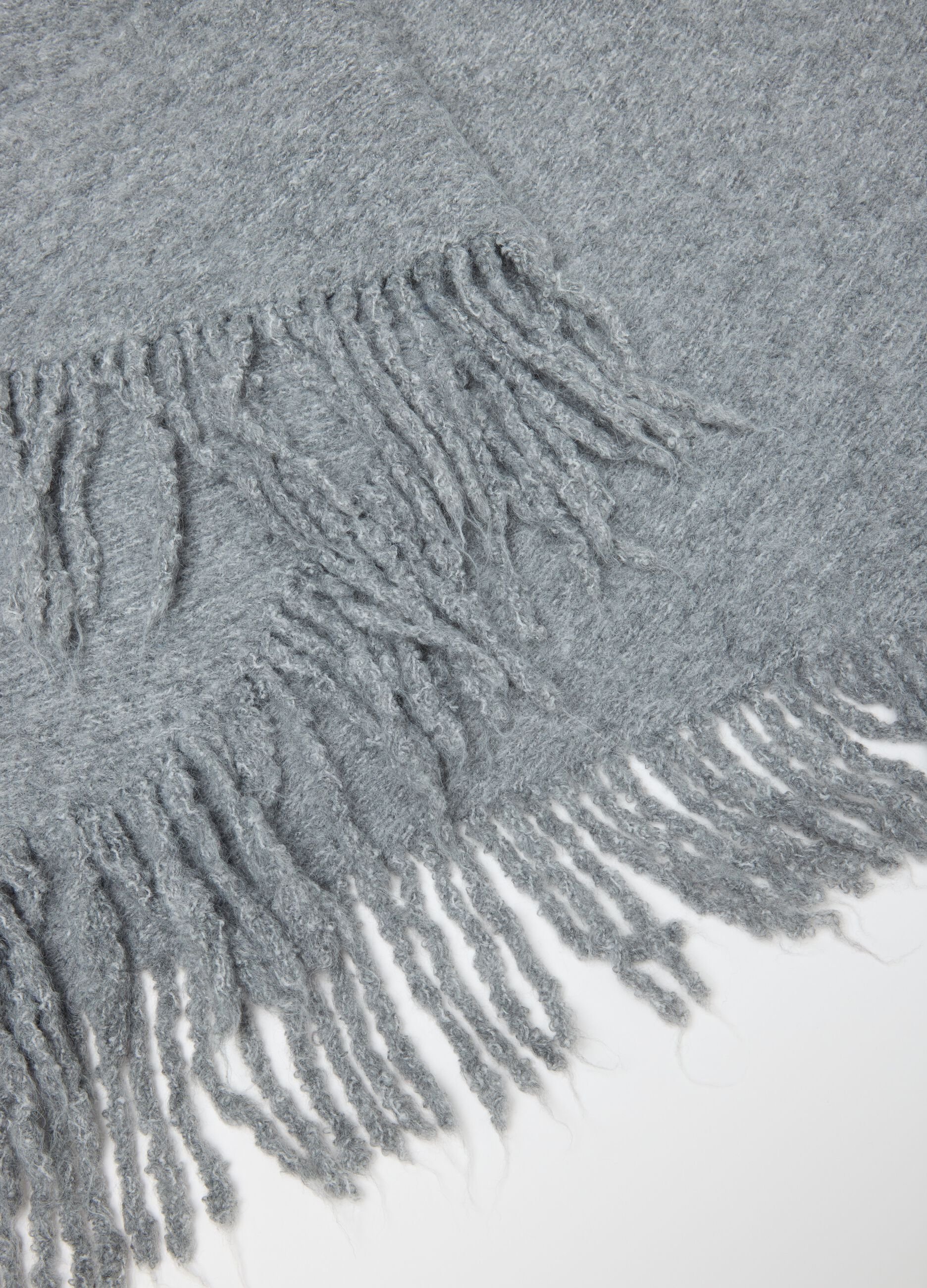 Grey Scarf with Fringes