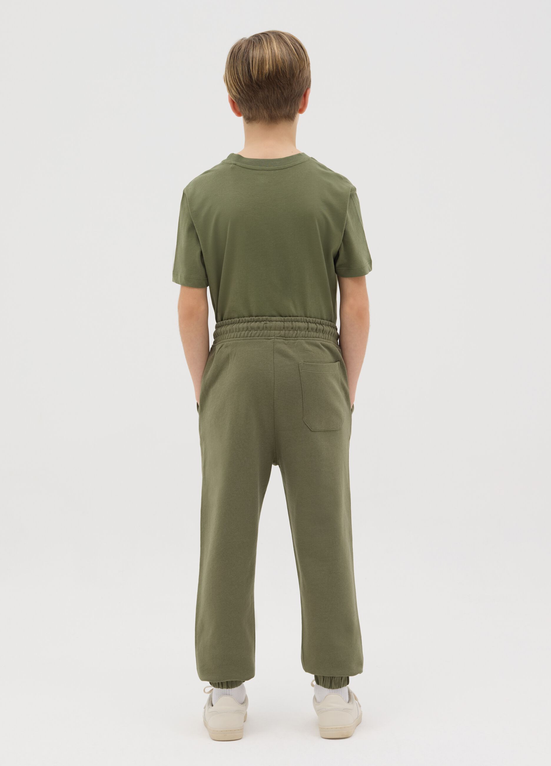 Loose-fit joggers with drawstring and print