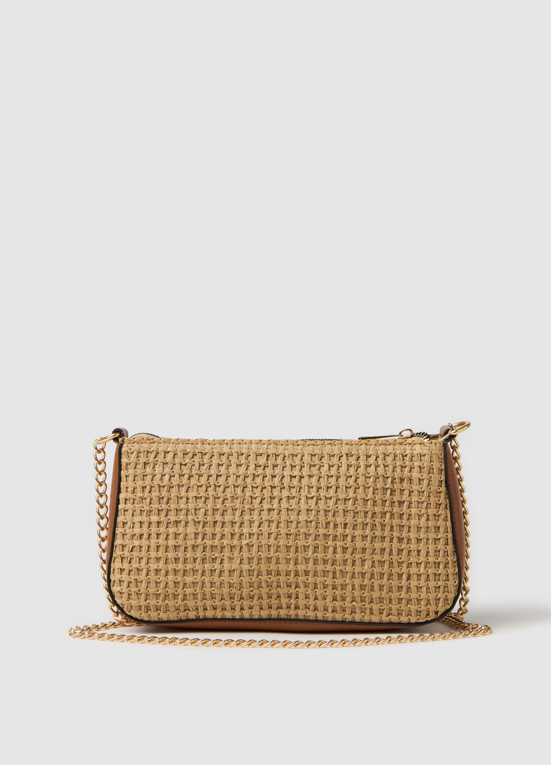 Beige shoulder bag in raffia