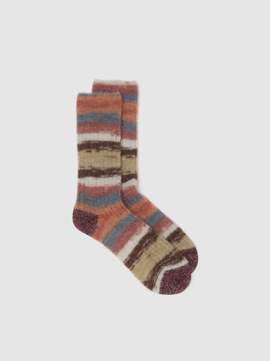 Multicoloured striped socks in mohair and alpaca blend_1