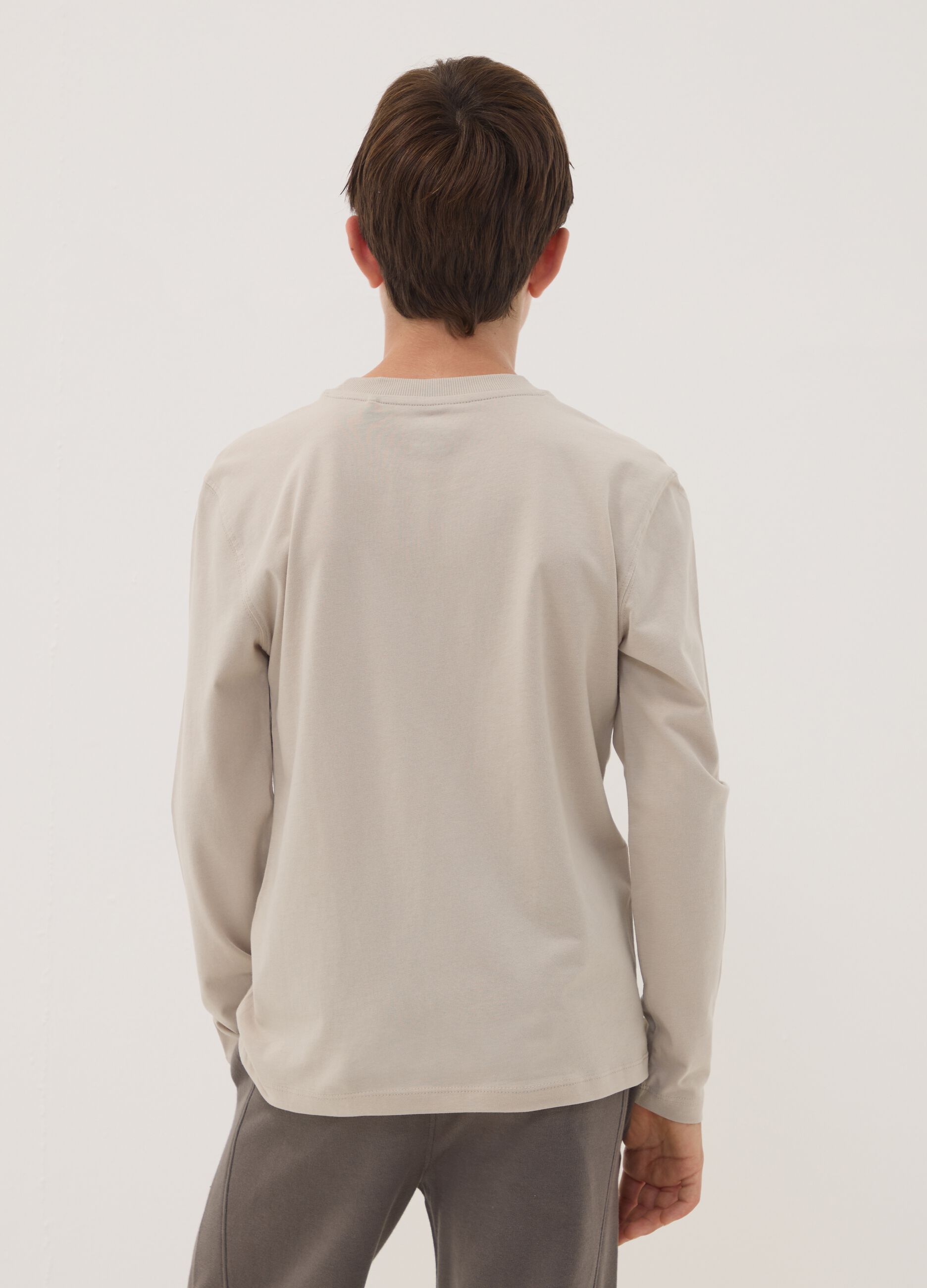 Grey pure organic cotton printed T-shirt for boys