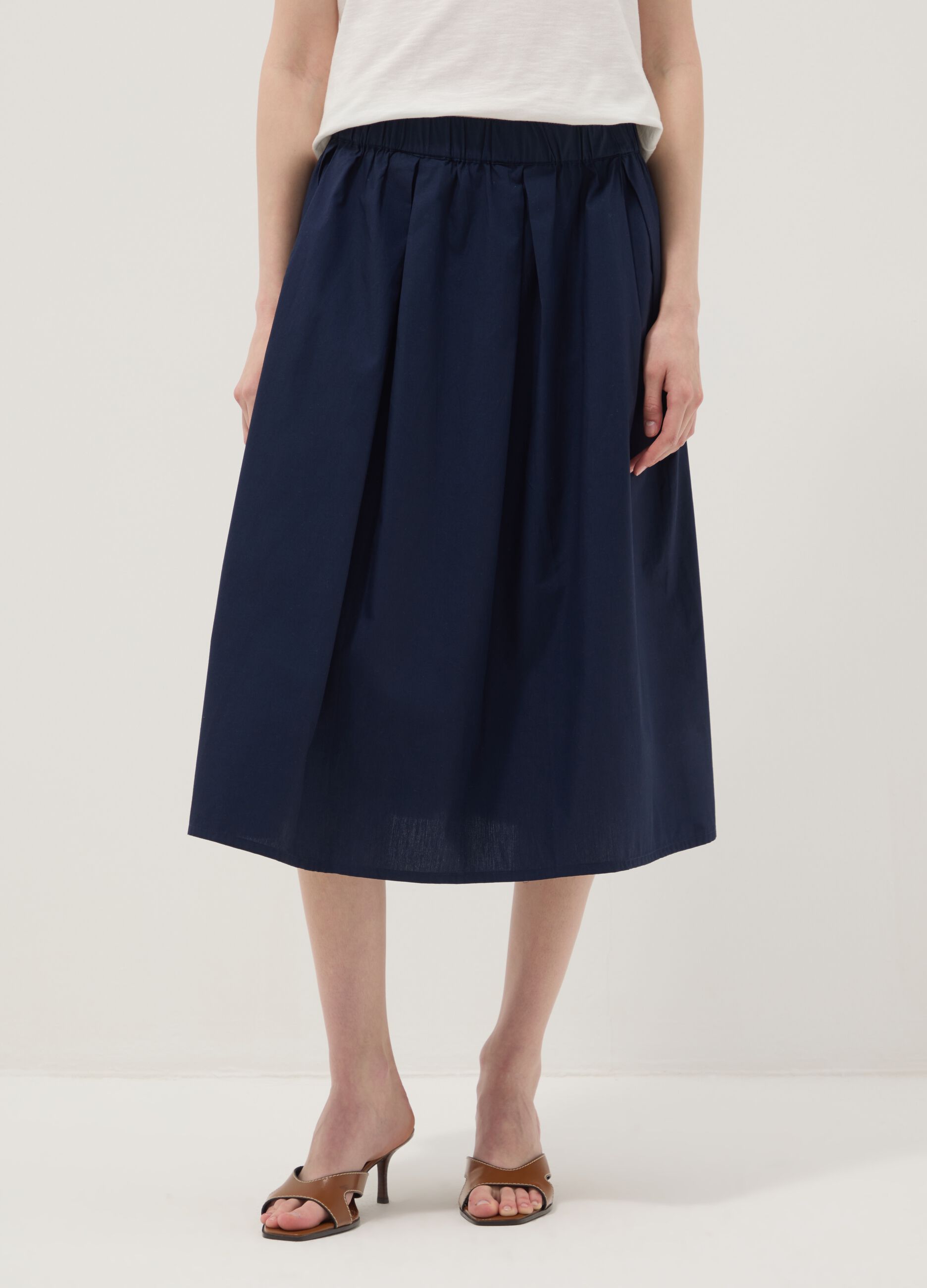 Blue pure cotton midi skirt
