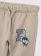 Children's beige pure cotton regular fit trousers with print_2