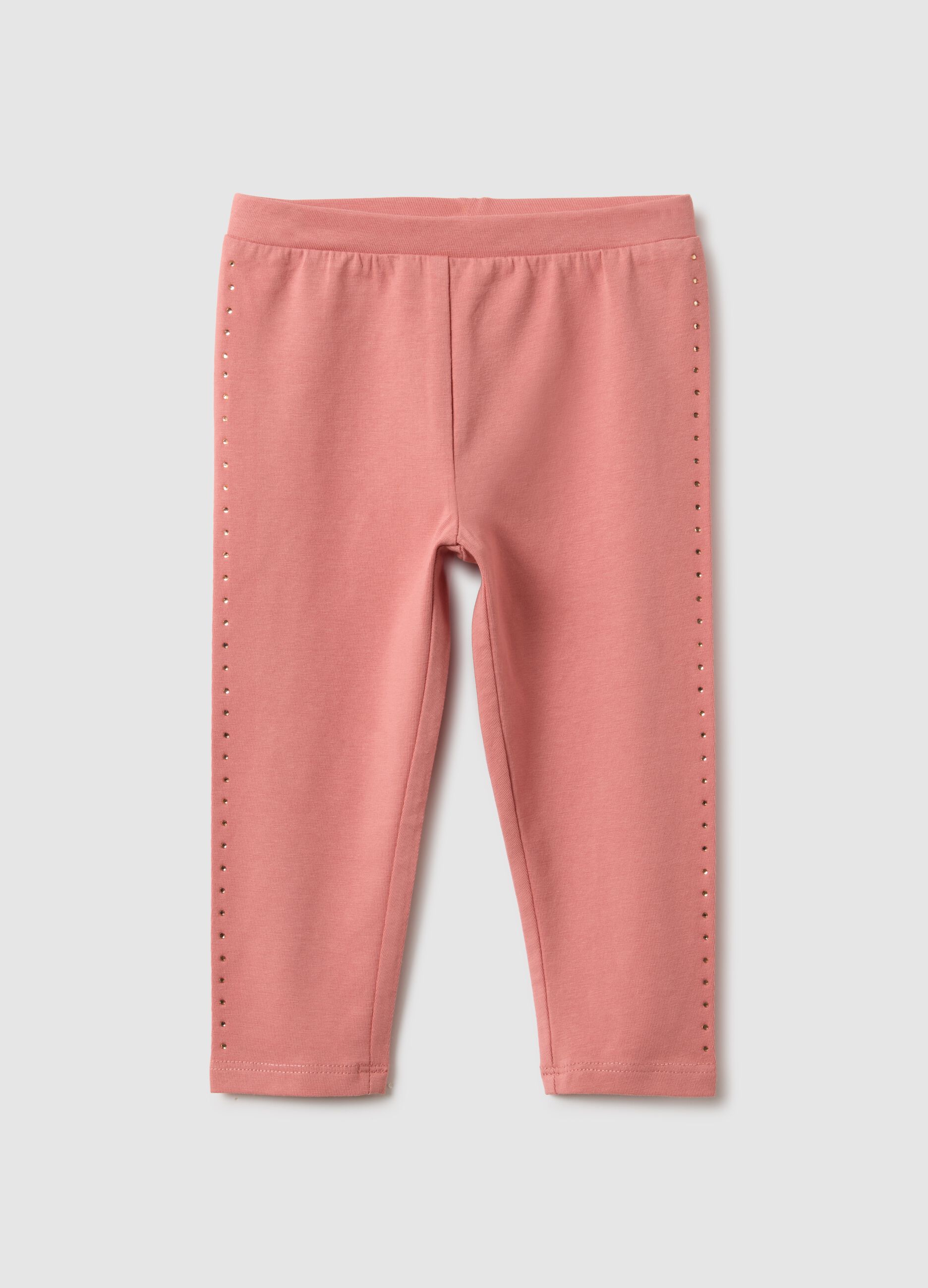 Girls' Slim Fit Pink Stretch Cotton Leggings