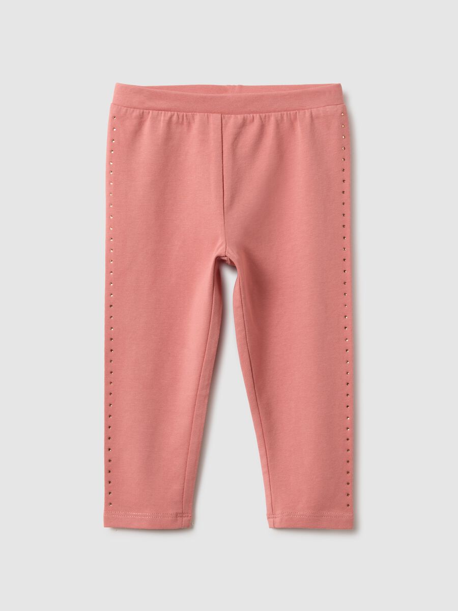 Girls' Slim Fit Pink Stretch Cotton Leggings_0