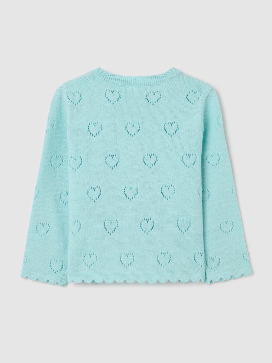 Light blue cardigan with openwork hearts motif_1