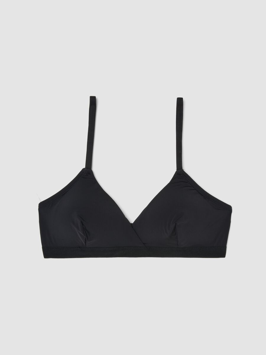 Black triangle bra with removable padding in stretch fabric_0