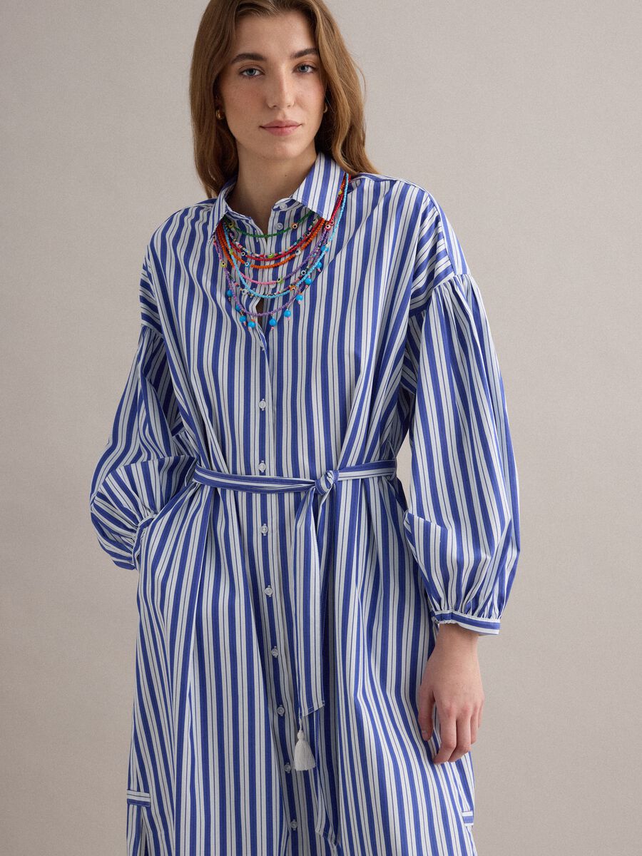 Blue striped pure cotton maxi dress_2
