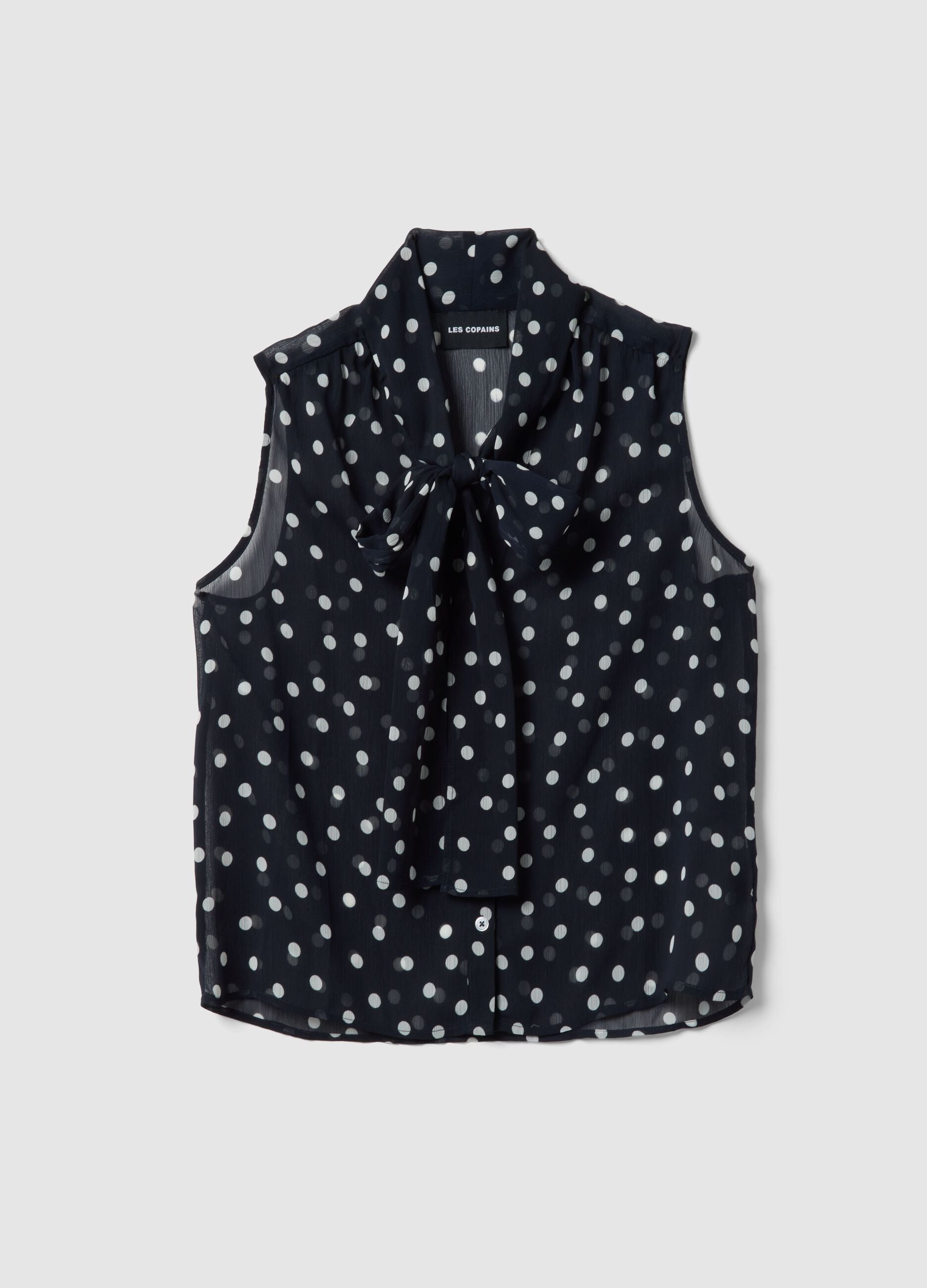 Blusa senza maniche a pois multicolor regular fit con colletto fancy
