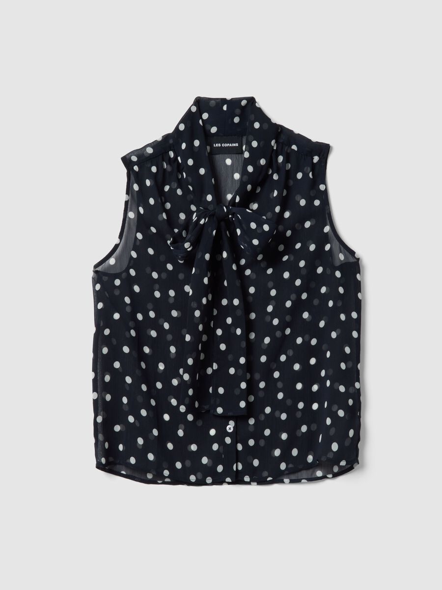 Blusa senza maniche a pois multicolor regular fit con colletto fancy_4