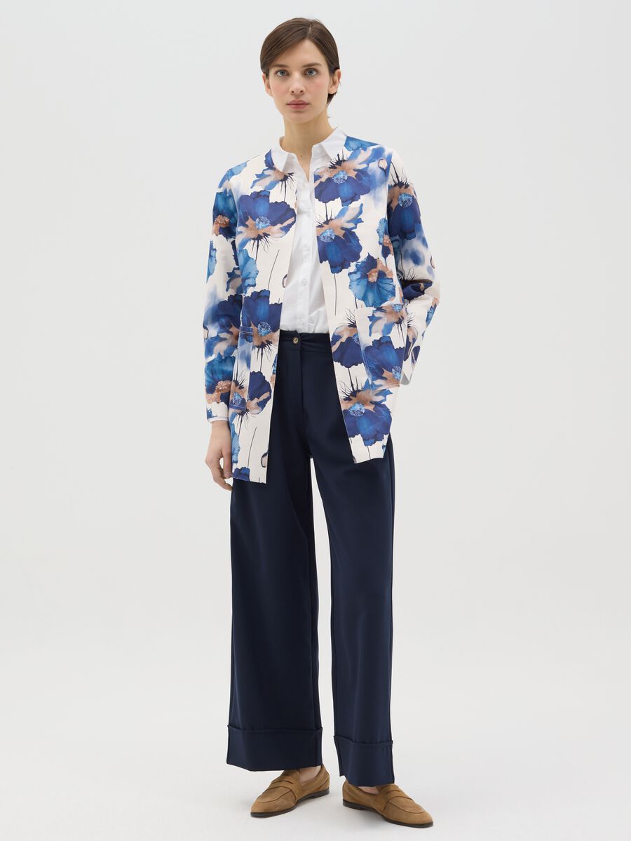 Long white and blue open jacket with flowers_1