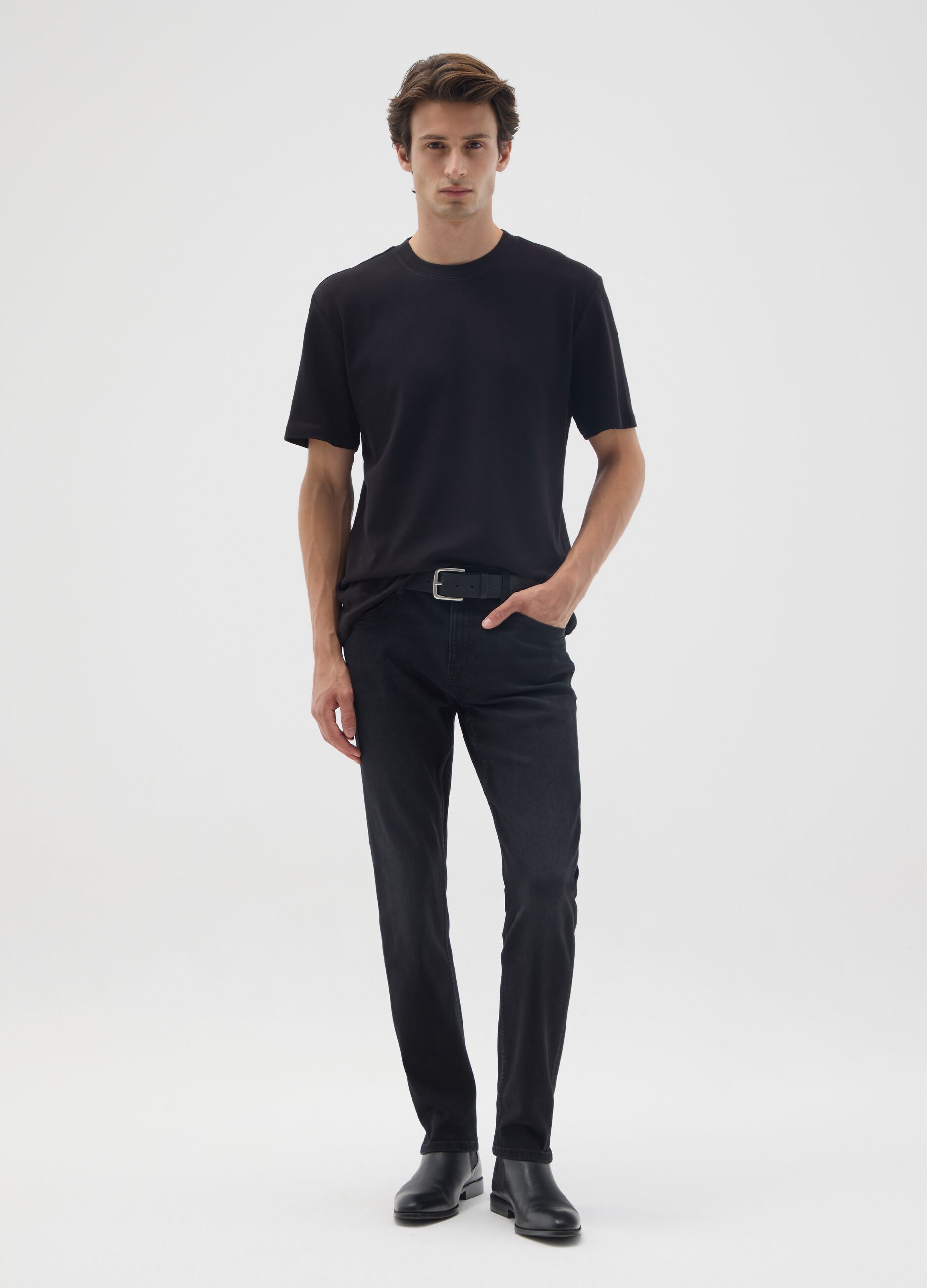 Black stretchy cotton skinny fit jeans