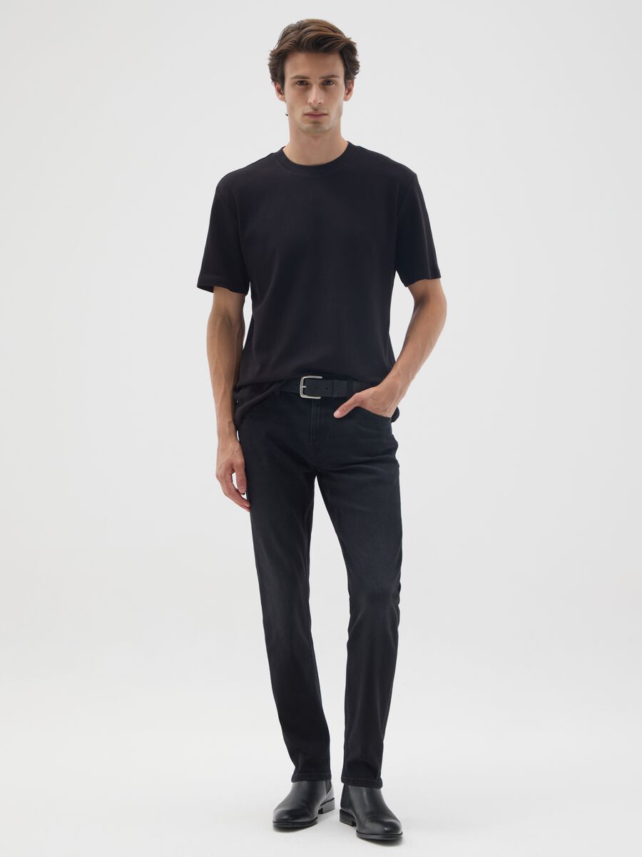 Black stretchy cotton skinny fit jeans_0