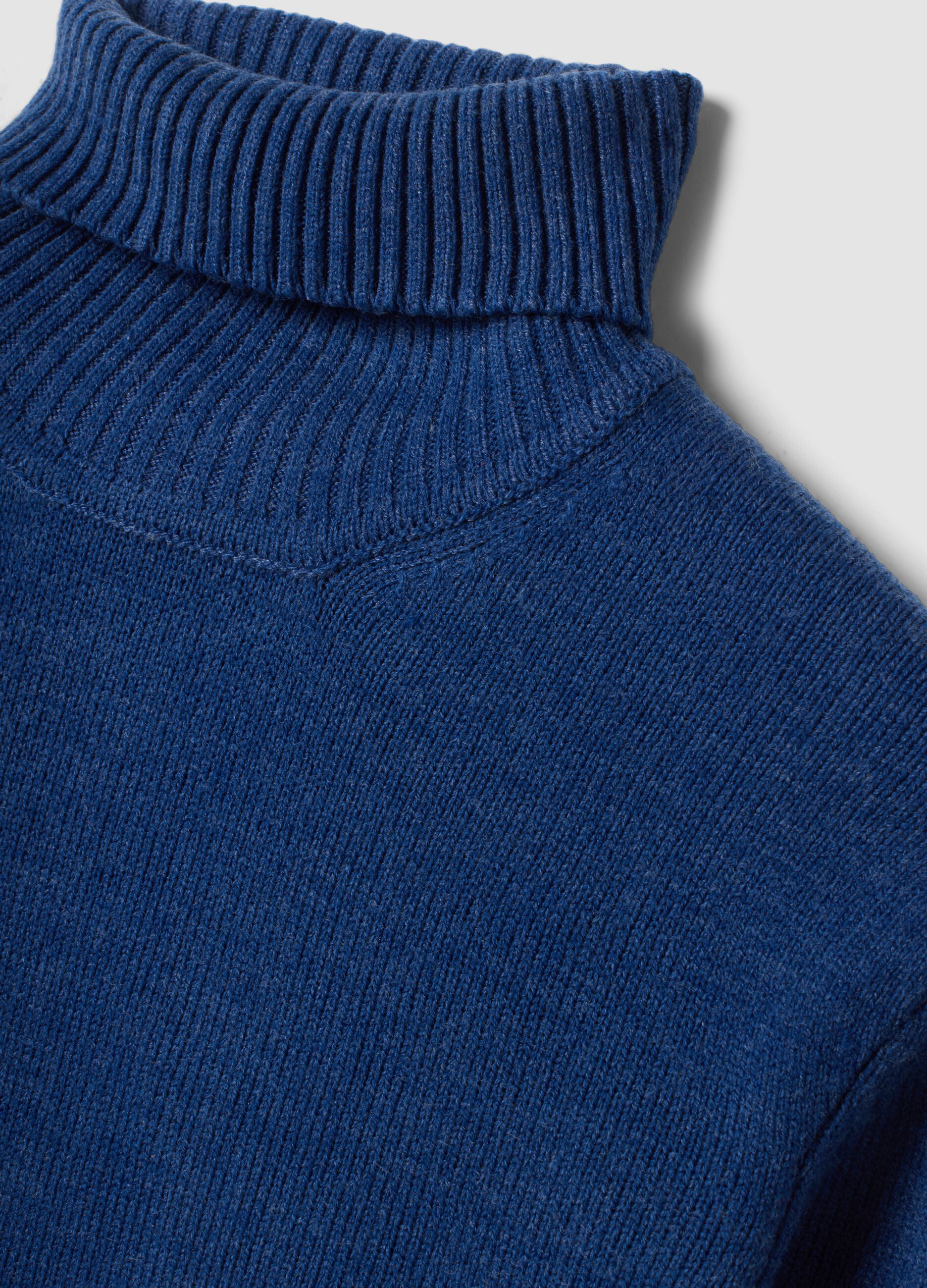 Maglia blu a dolcevita regular fit in jersey knit