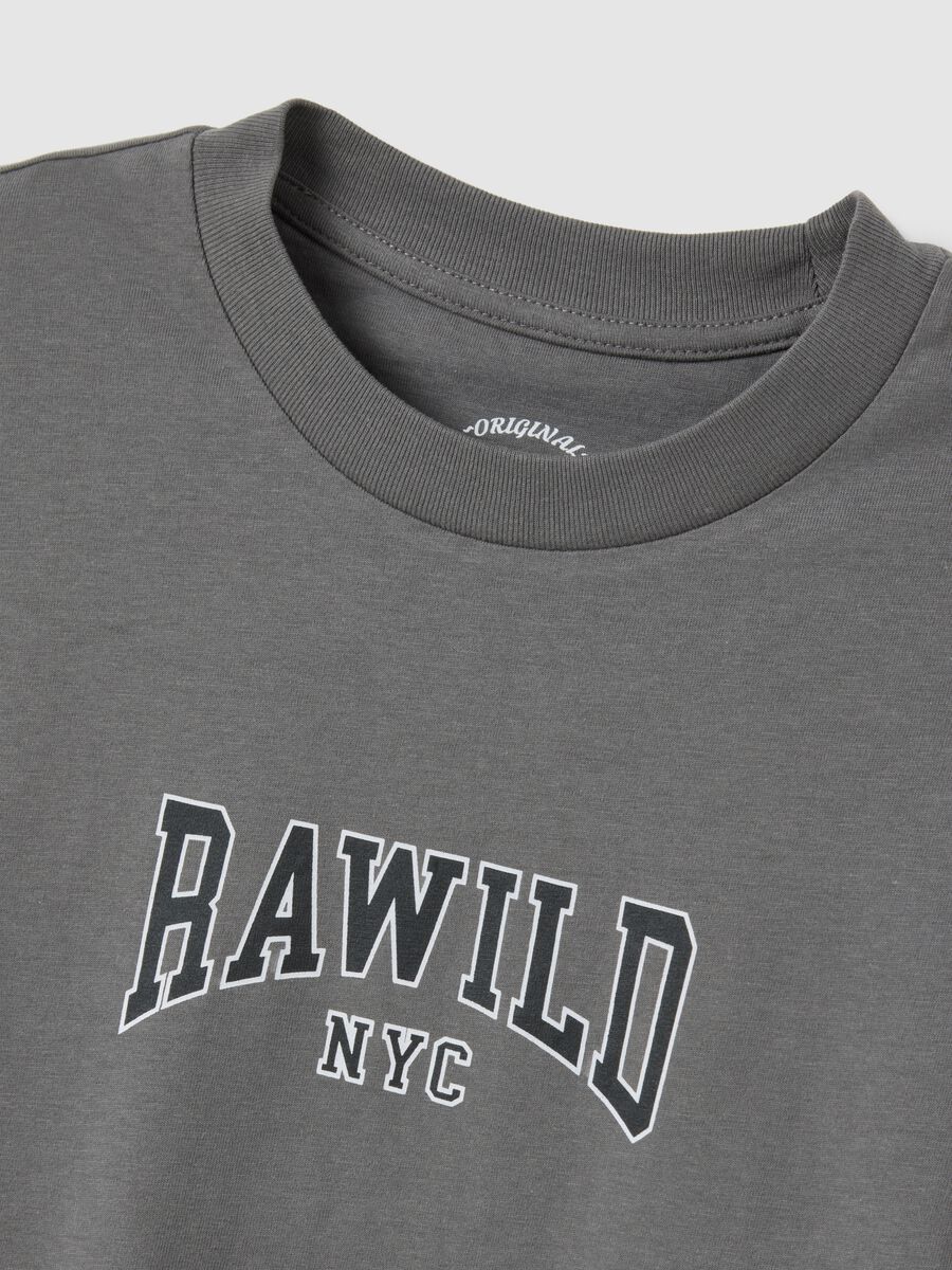 Grey pure cotton T-shirt with prints_5