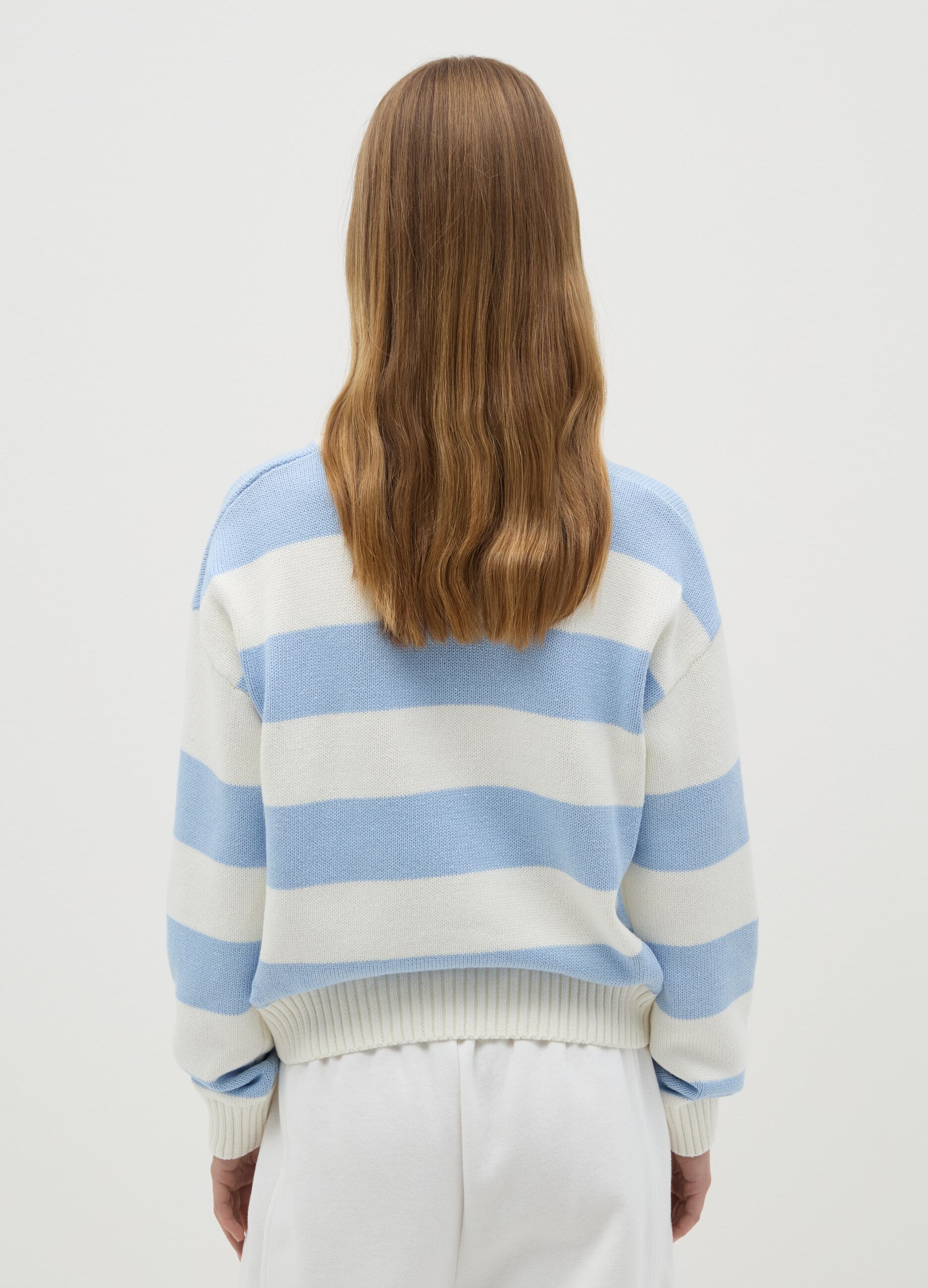 Striped pullover with embroidery