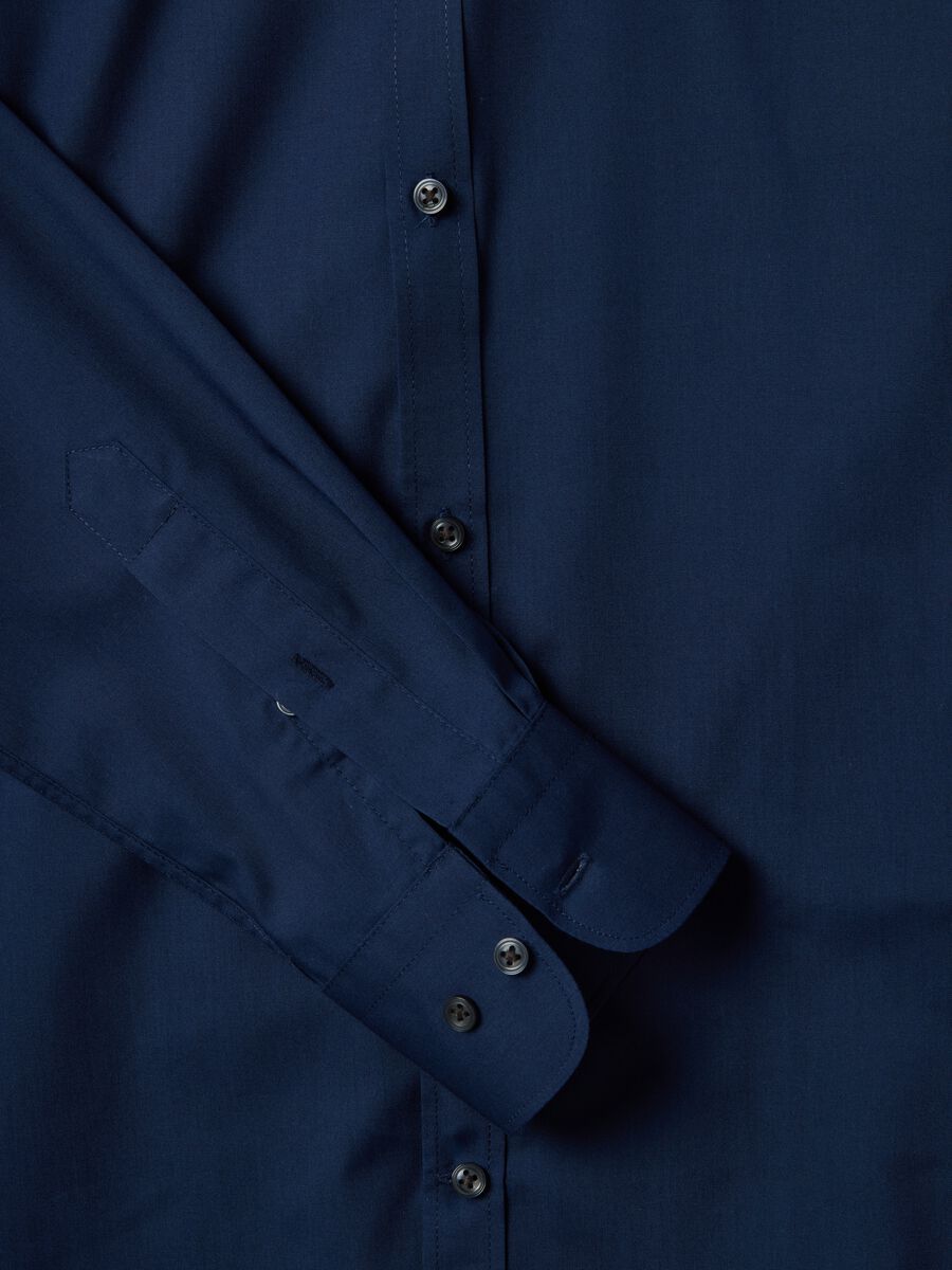 Blue Slim Fit Shirt with Classic Collar_5