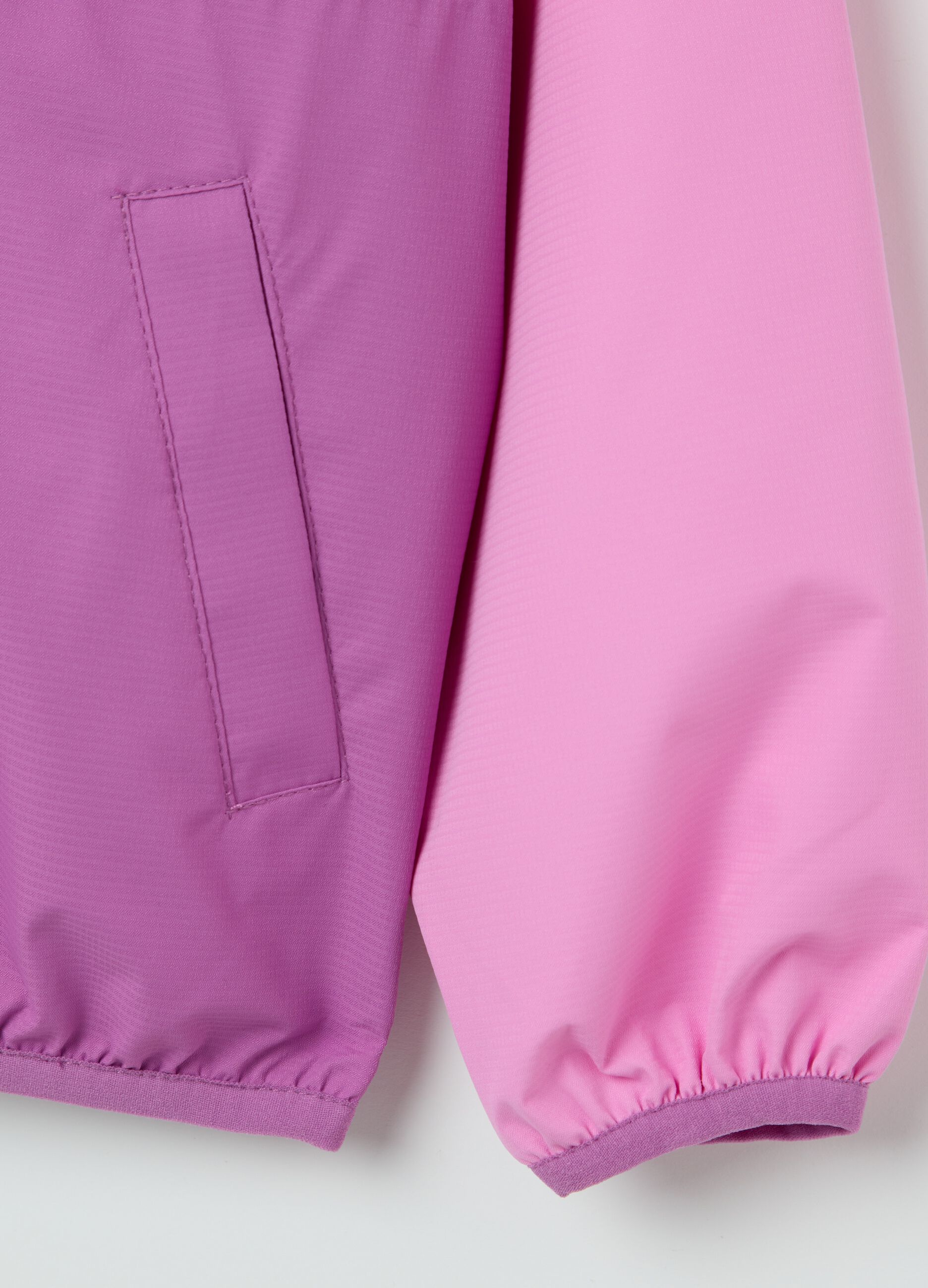 Two-tone rain jacket with hood