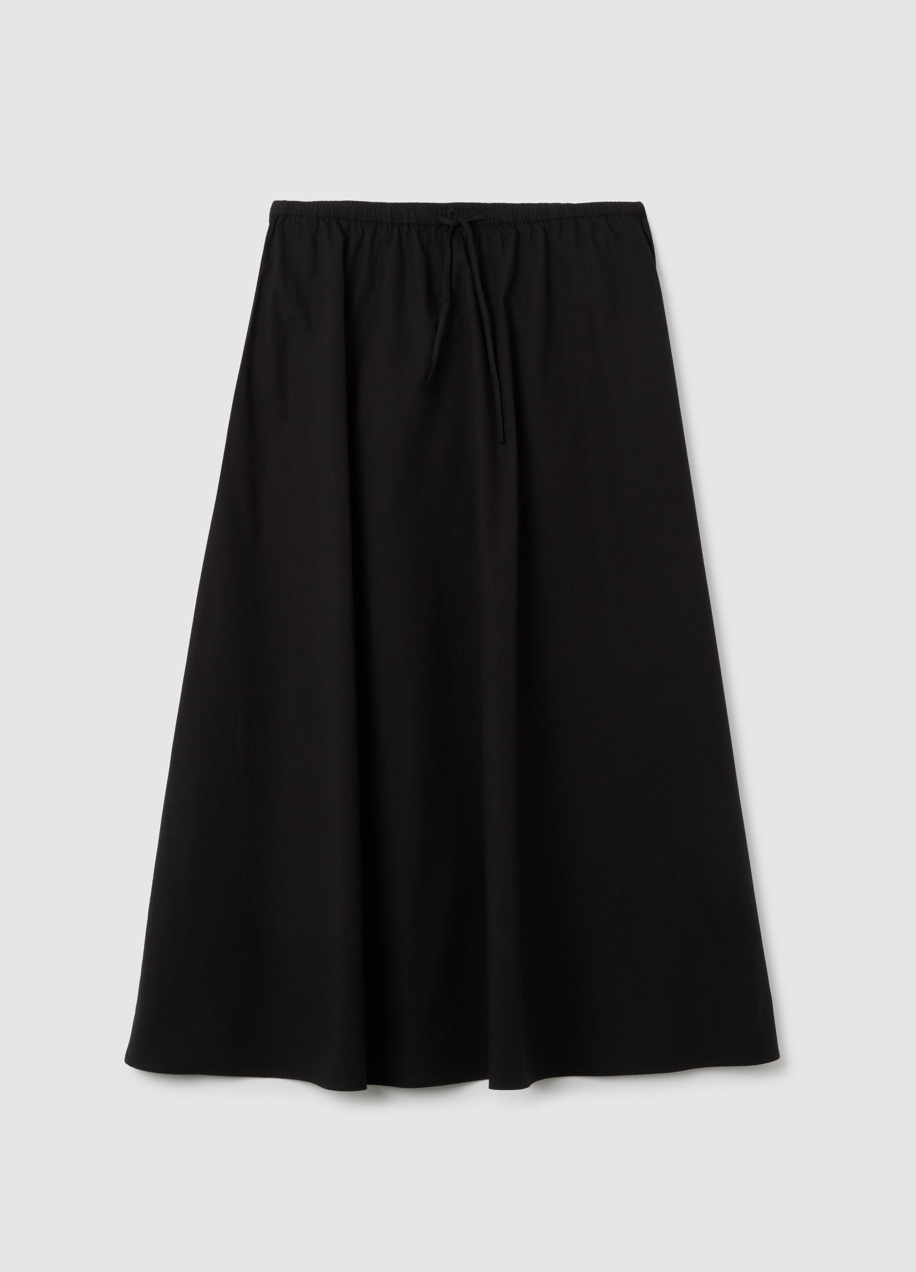Women's long black skirt in pure cotton
