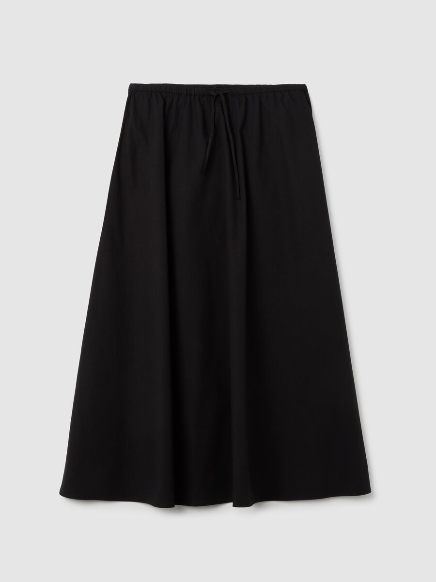 Women's long black skirt in pure cotton_4