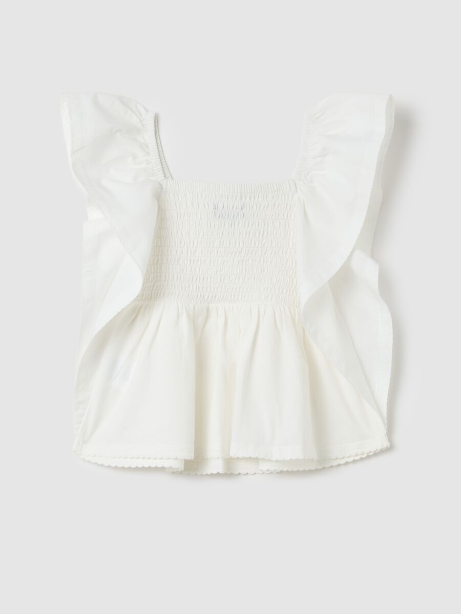 Girl's pure white cotton top with regular fit_1