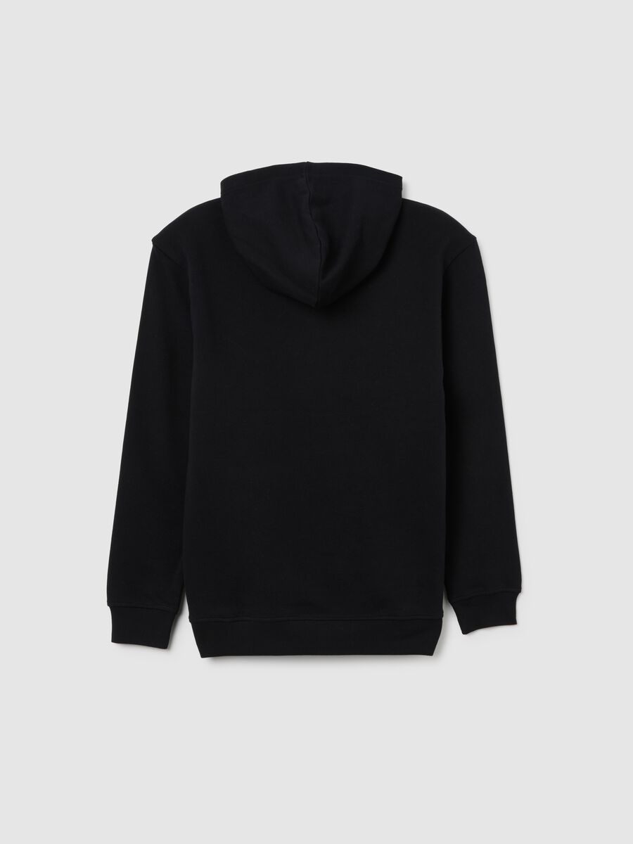 Felpa nera da ragazzo in puro cotone regular fit con scritta_4